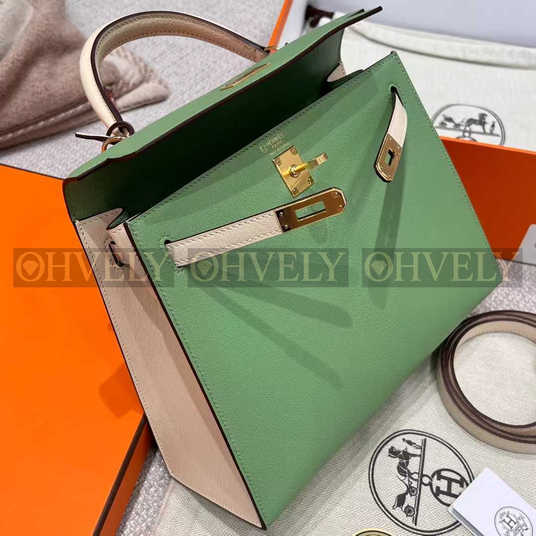 Hermès Kelly 25 아보카도그린 + 크림화이트 (투톤) (시중가 4000만) 상품 썸네일