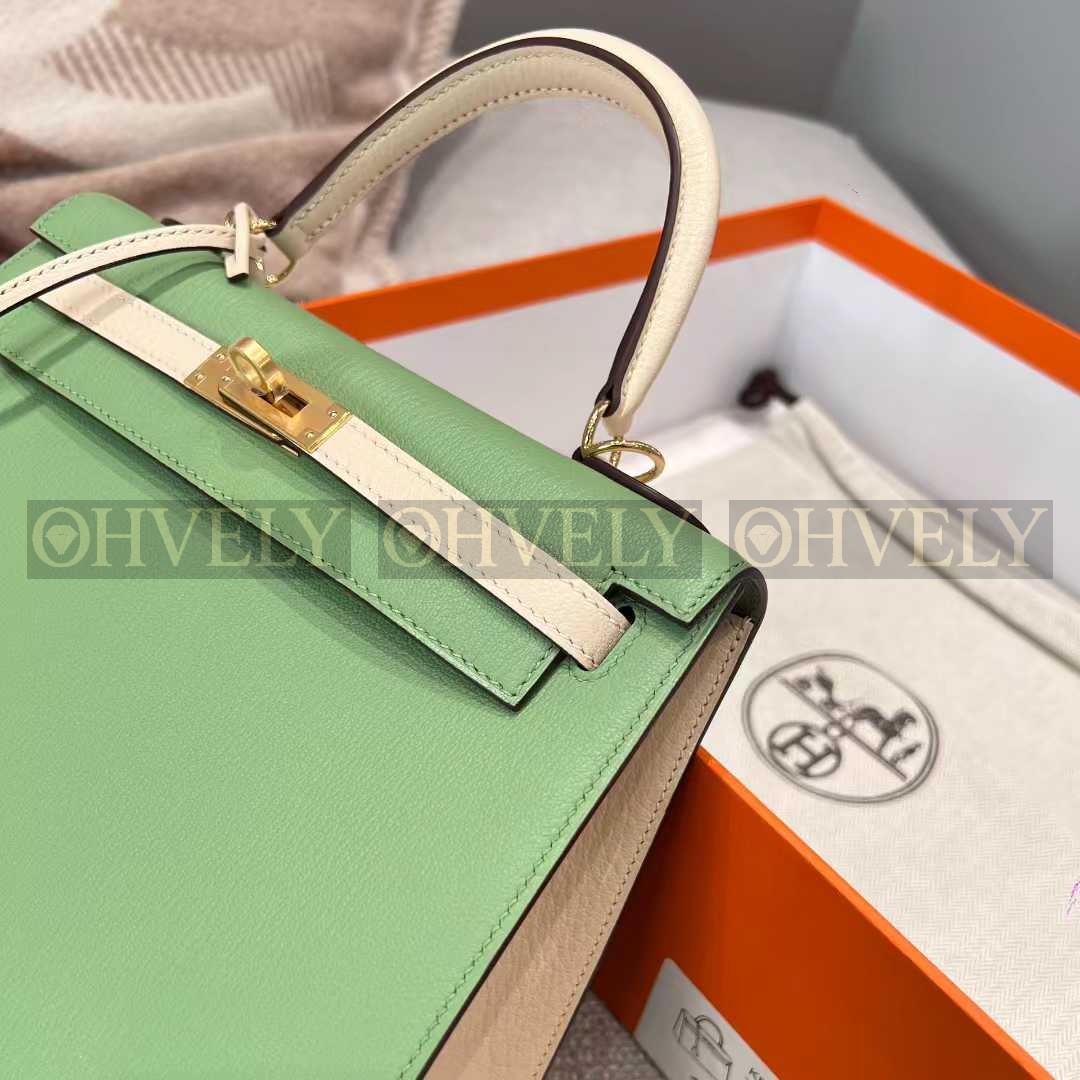 Hermès Kelly 25 아보카도그린 + 크림화이트 (투톤) (시중가 4000만) 상품 썸네일