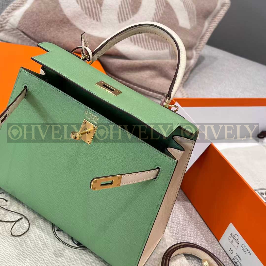 Hermès Kelly 25 아보카도그린 + 크림화이트 (투톤) (시중가 4000만) 상품 썸네일