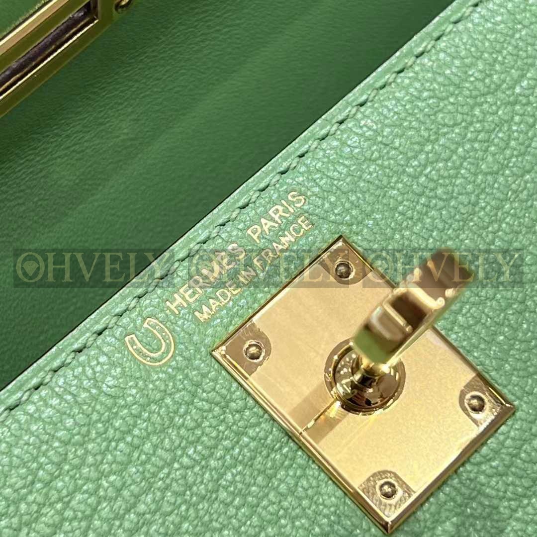 Hermès Mini Kelly 아보카도그린/크림화이트/금장(24K) 상품 썸네일