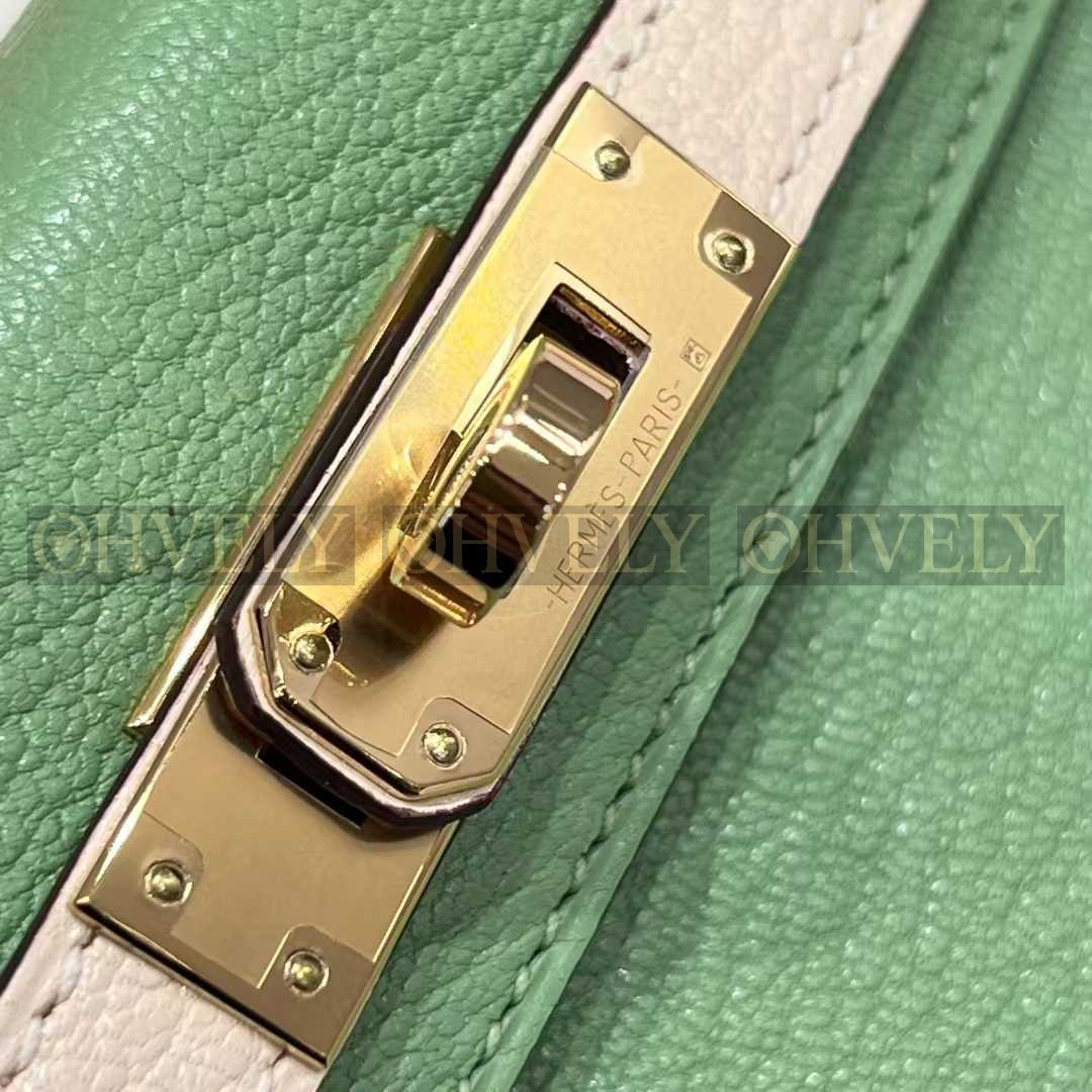 Hermès Mini Kelly 아보카도그린/크림화이트/금장(24K) 상품 썸네일