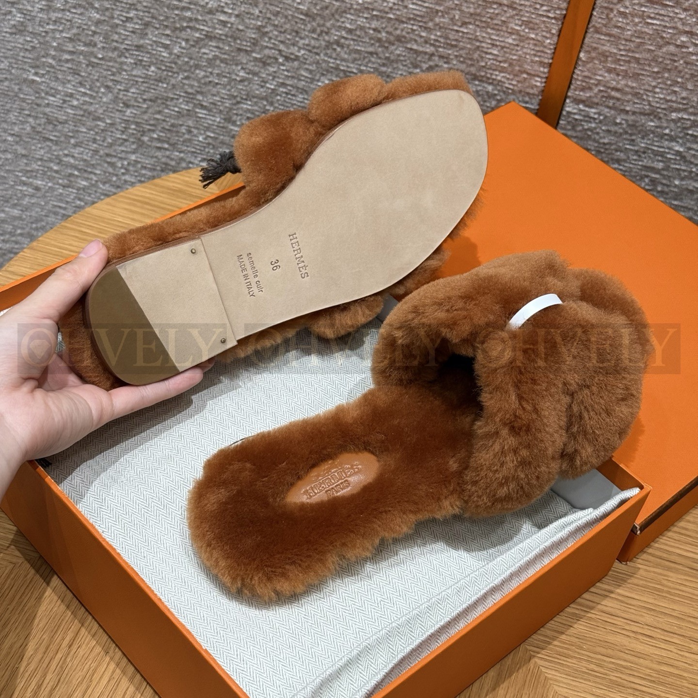 에르메스 시어링 오란 슬리퍼(handmade.ver) 상품 썸네일