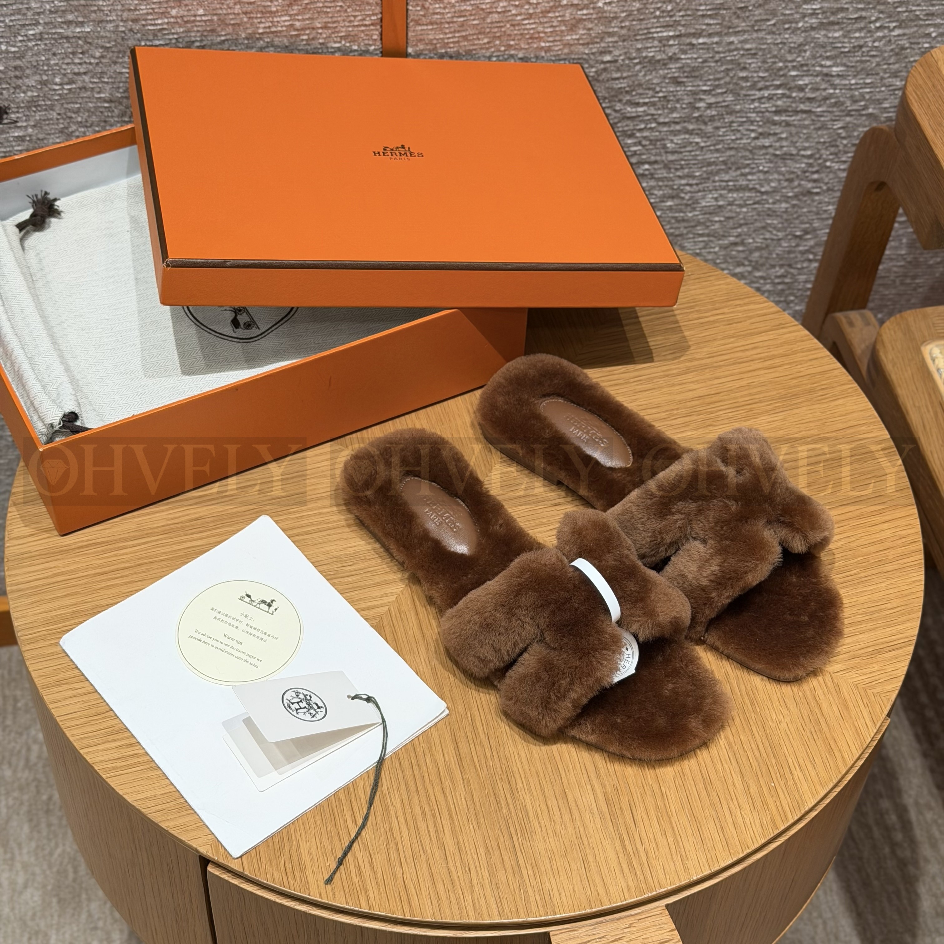 에르메스 시어링 오란 슬리퍼(handmade.ver)