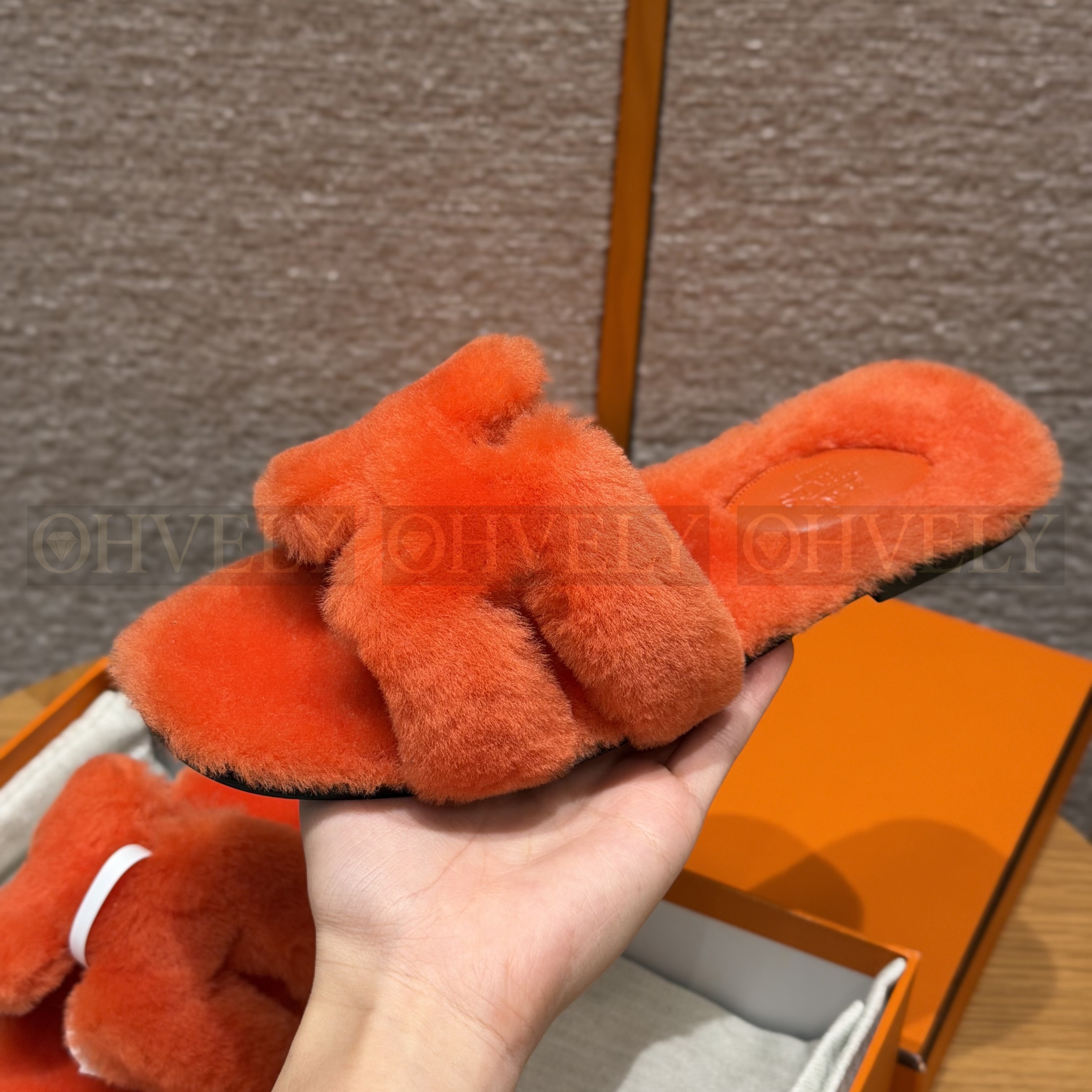 에르메스 시어링 오란 슬리퍼(handmade.ver)