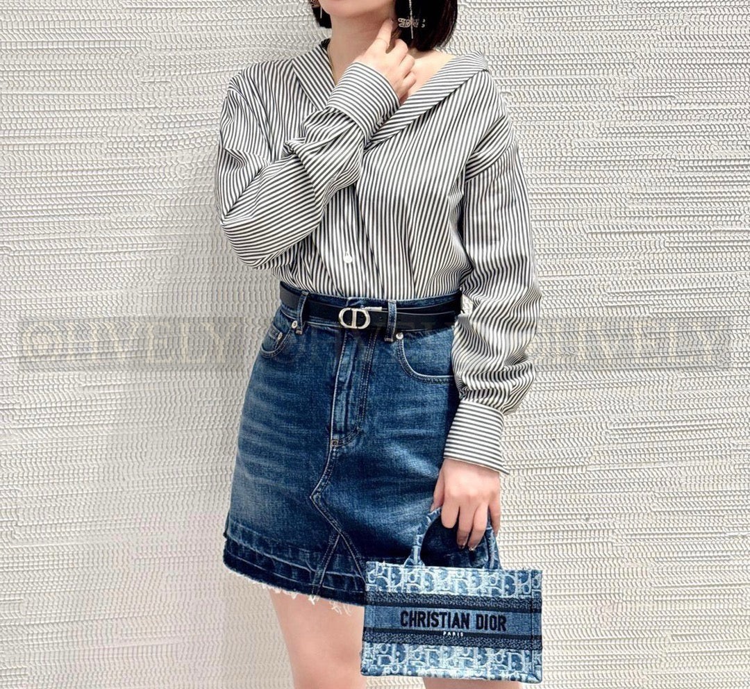 디올 데님 자카드 북 토트백 미니 상품 썸네일