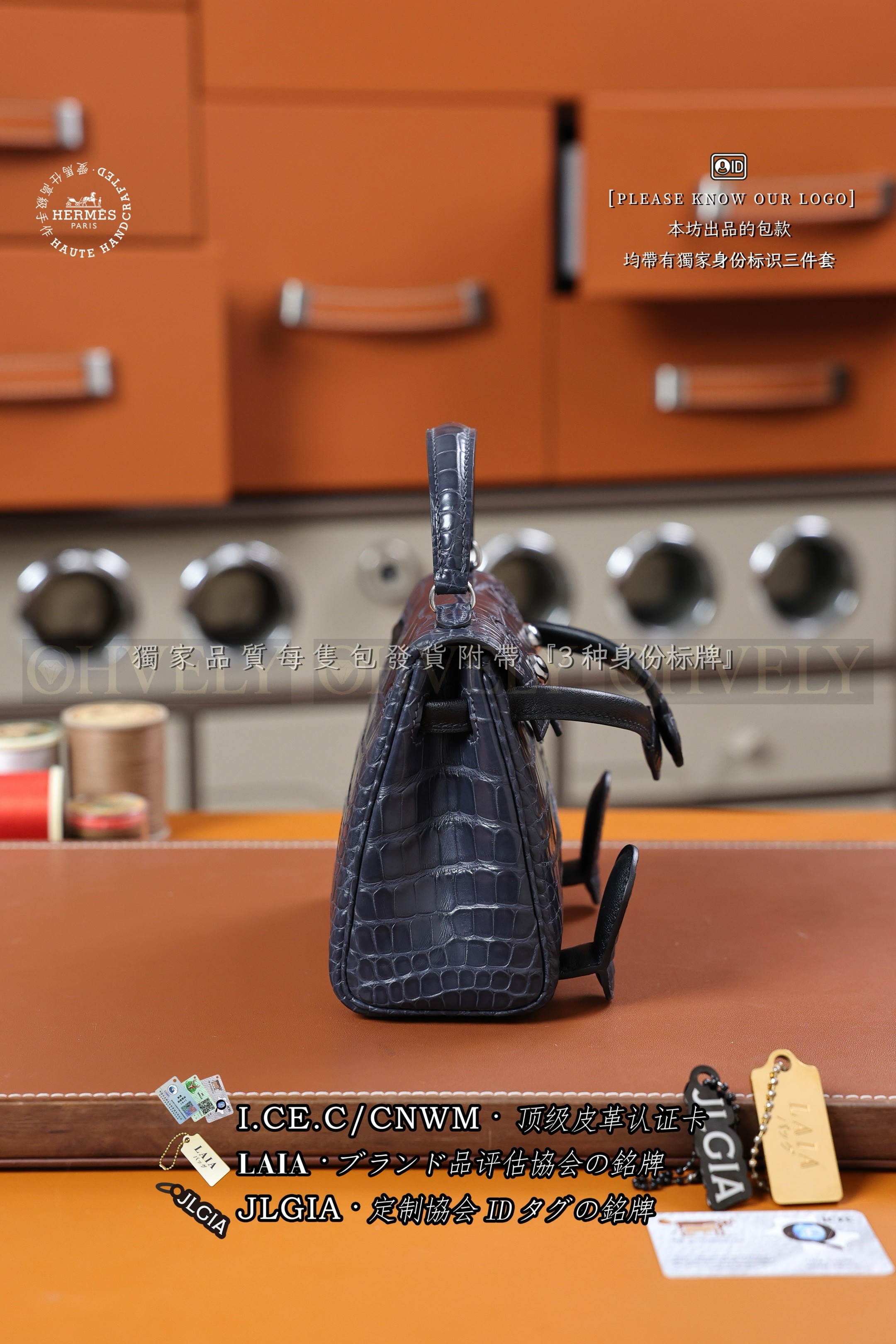 Hermès KELLY DOLL  𝗕𝗹𝘂𝗲 𝗜𝗻𝗱𝗶𝗴𝗼 은장 상품 썸네일