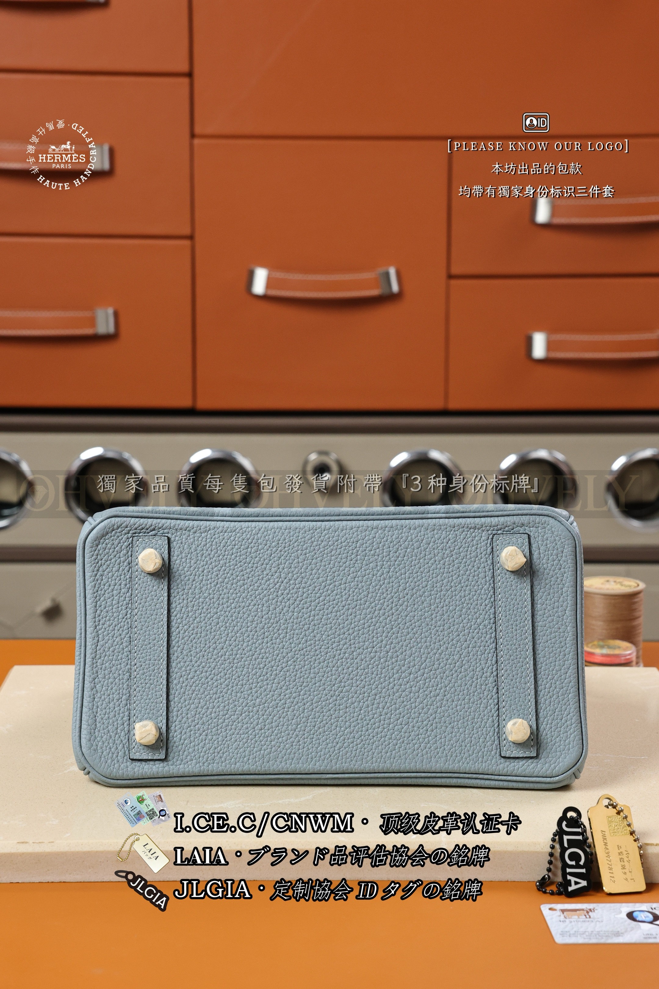 Hermès BIRKIN 25 𝗕𝗹𝘂𝗲 𝗟𝗶𝗻 은장 상품 썸네일