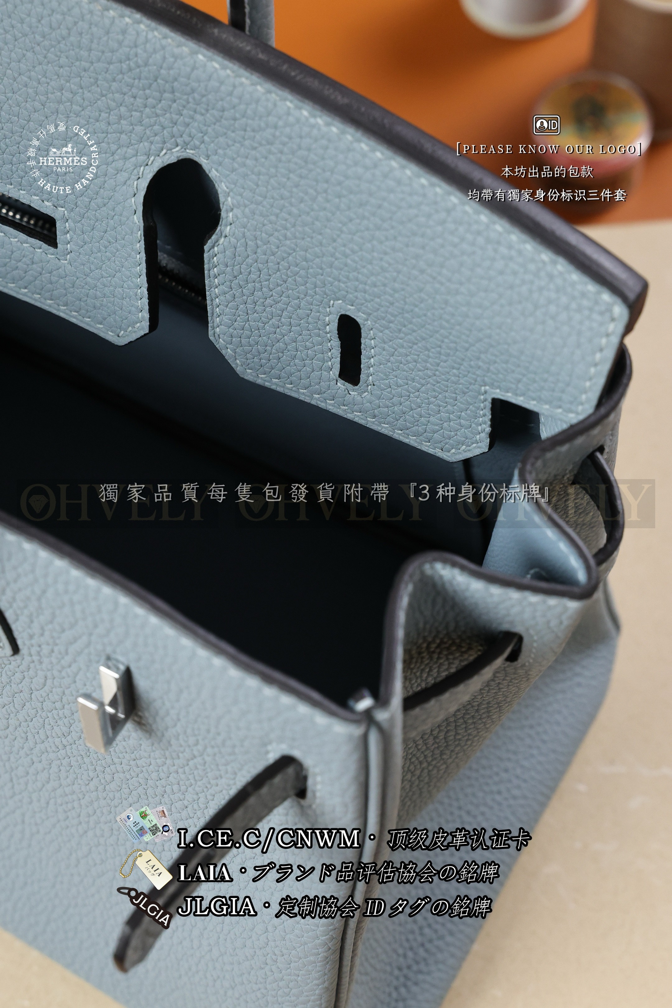 Hermès BIRKIN 25 𝗕𝗹𝘂𝗲 𝗟𝗶𝗻 은장 상품 썸네일