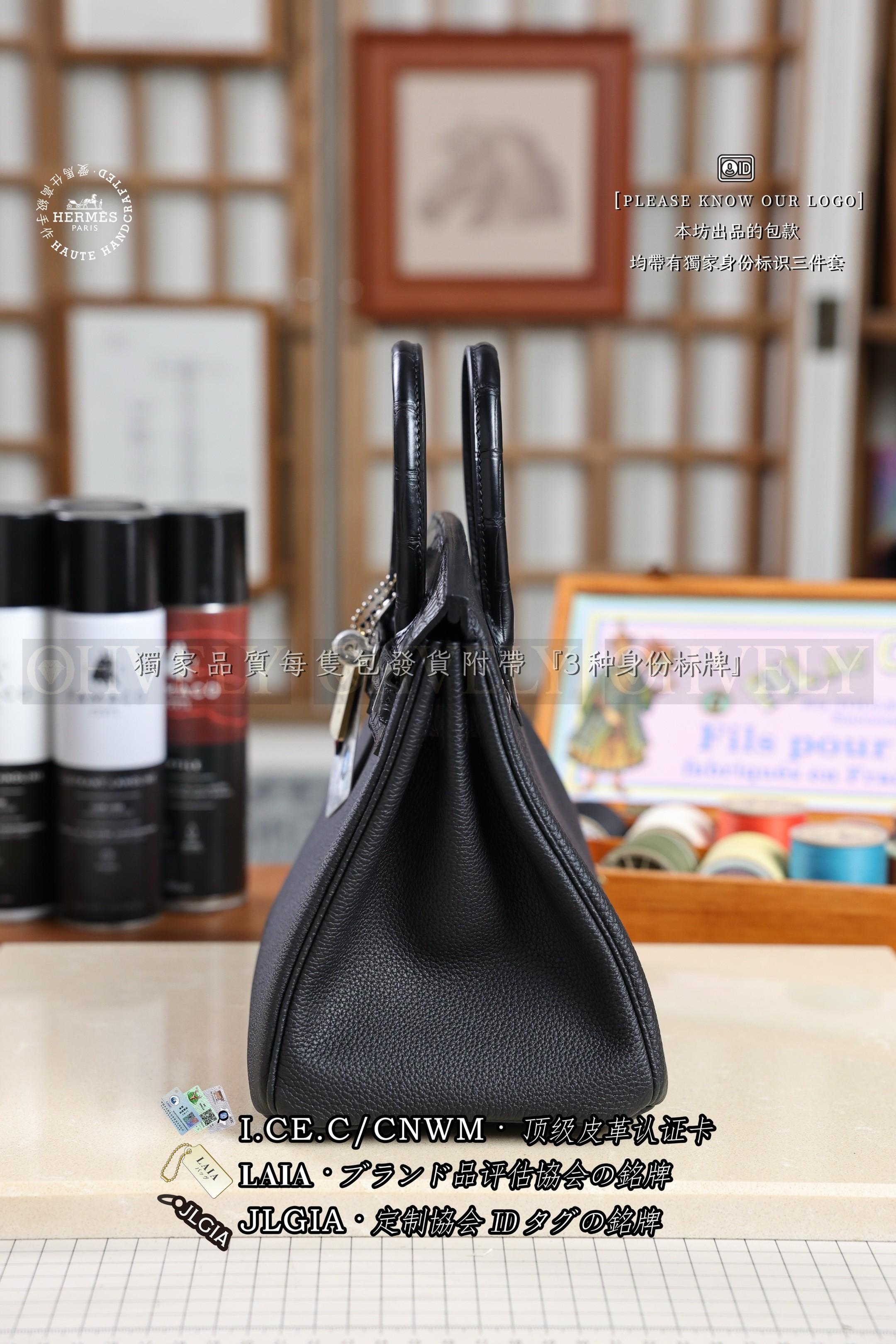 Hermès BIRKIN 𝟮𝟱 𝙉𝙤𝙞𝙧 은장 상품 썸네일