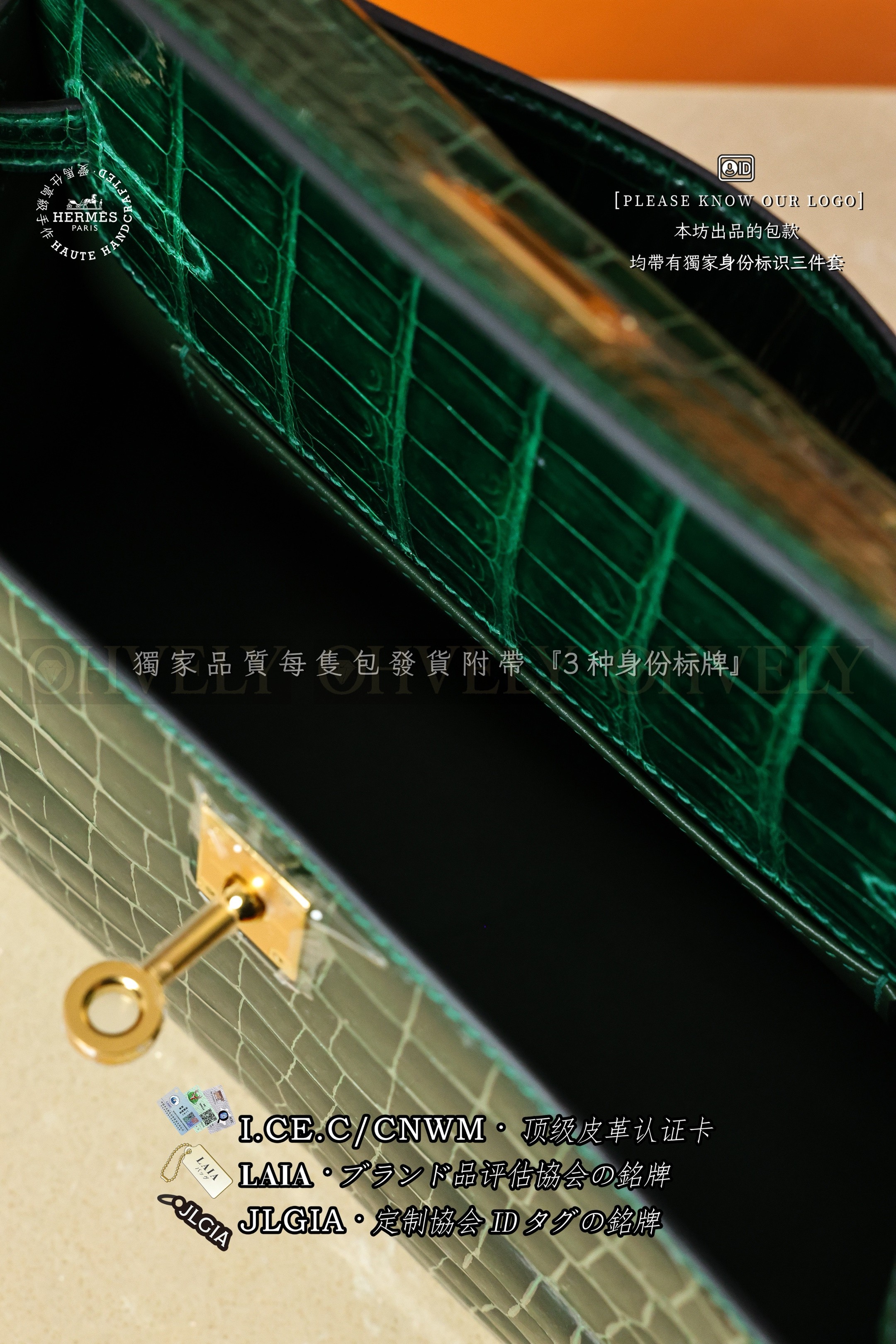 Hermès KELLY 𝙋𝙤𝙘𝙝𝙚𝙩𝙩𝙚 𝙑𝙚𝙧𝙩 𝙁𝙤𝙣𝙘𝙚 금장 상품 썸네일