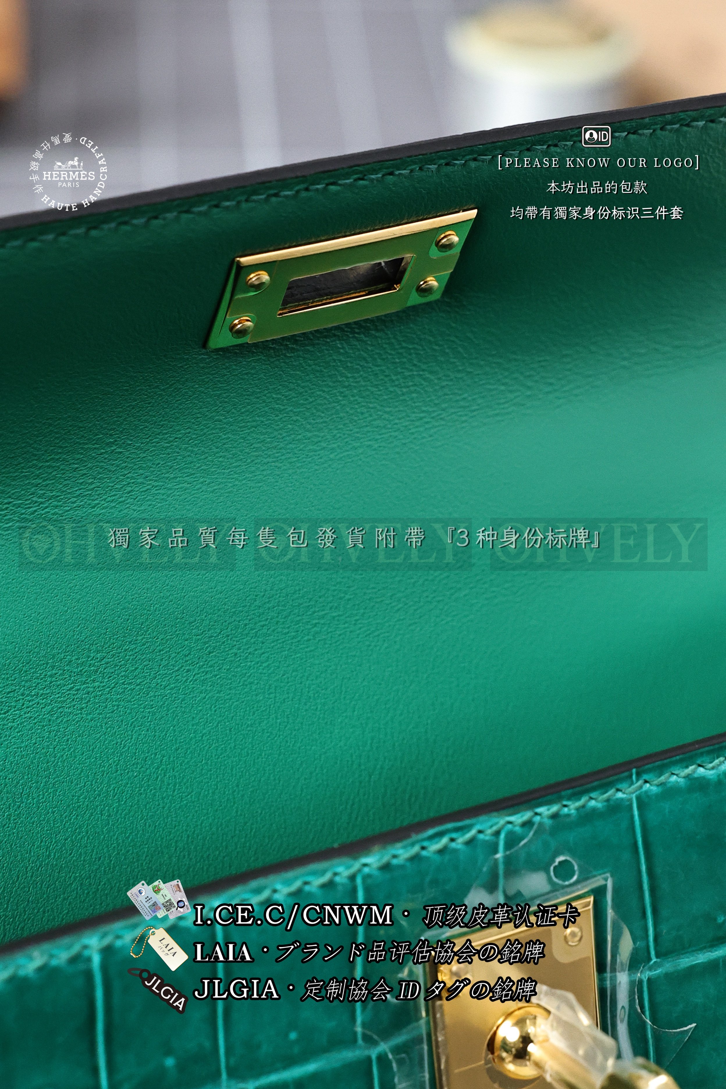 Hermès Kelly 𝙄𝙄 𝙢𝙞𝙣𝙞 𝙑𝙚𝙧𝙩 𝙅𝙖𝙙𝙚 금장 상품 썸네일
