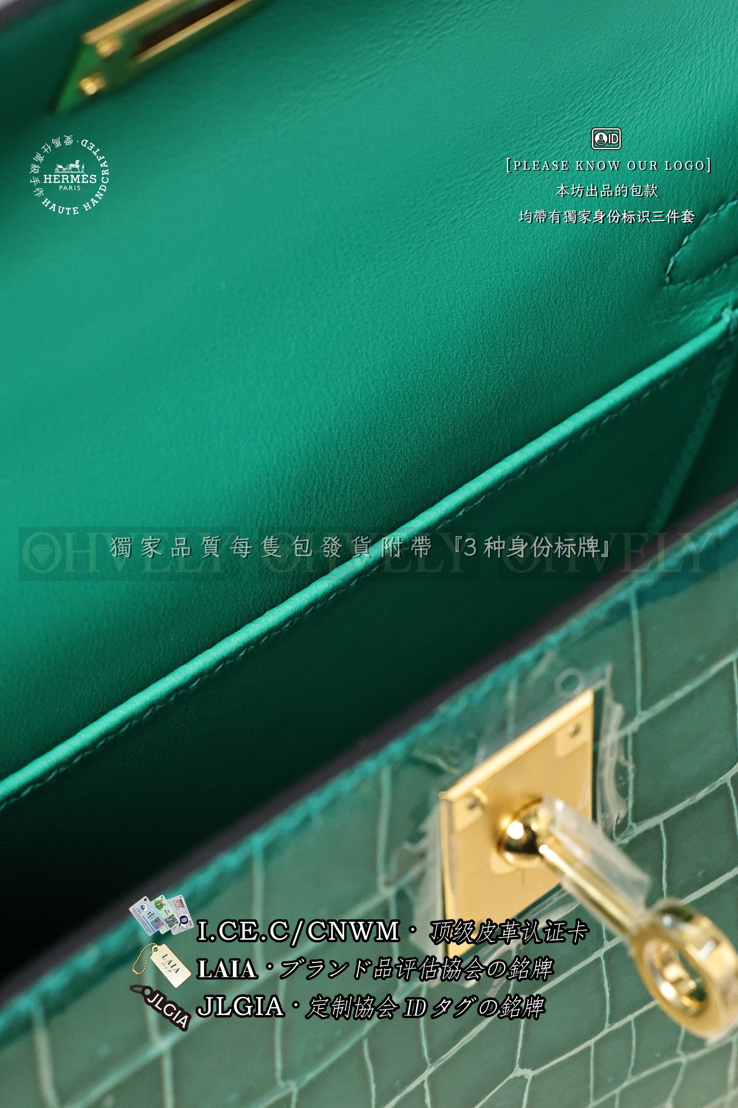 Hermès Kelly 𝙄𝙄 𝙢𝙞𝙣𝙞 𝙑𝙚𝙧𝙩 𝙅𝙖𝙙𝙚 금장 상품 썸네일