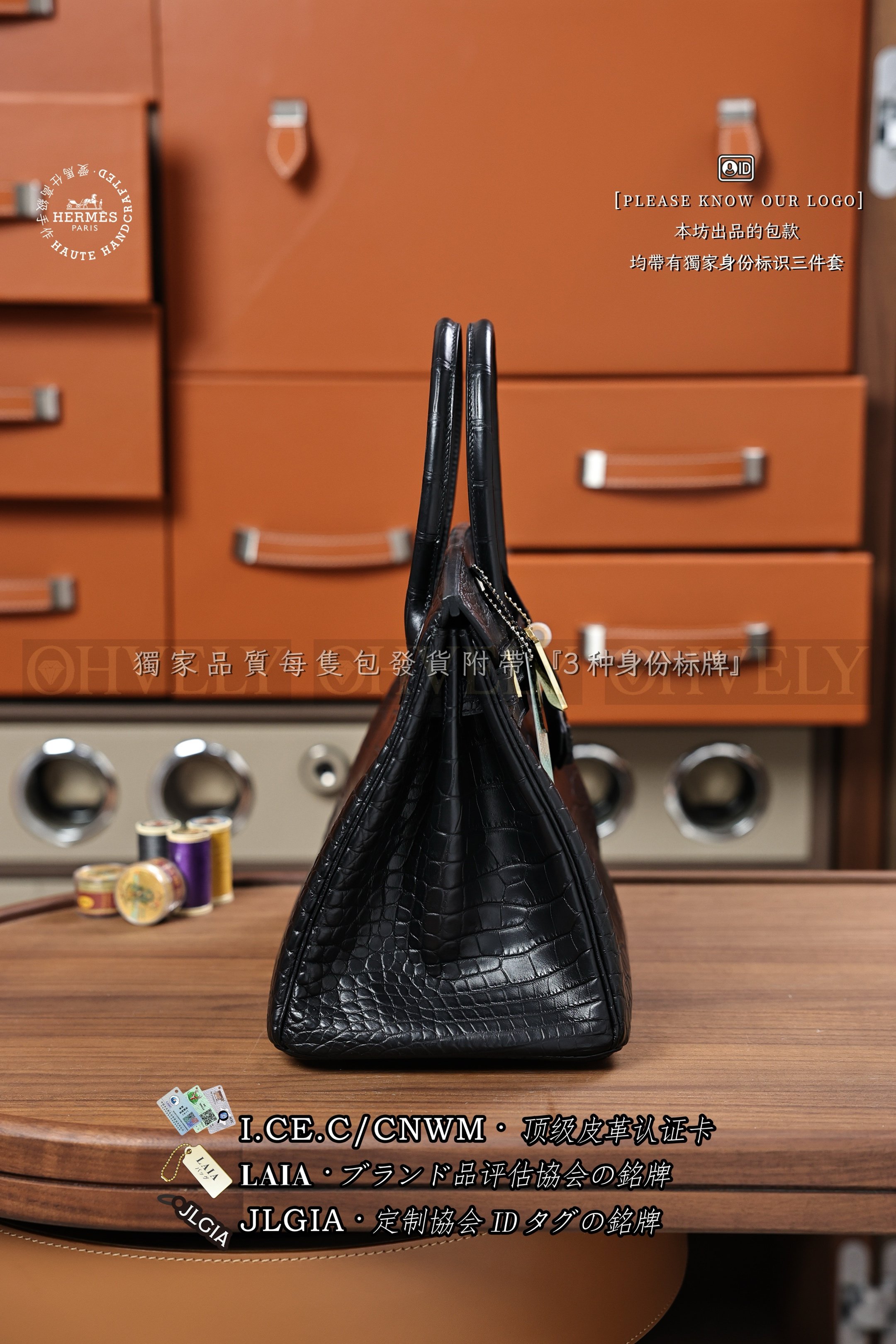 Hermès BIRKIN 𝟯𝟬 𝙉𝙤𝙞𝙧 금장 상품 썸네일