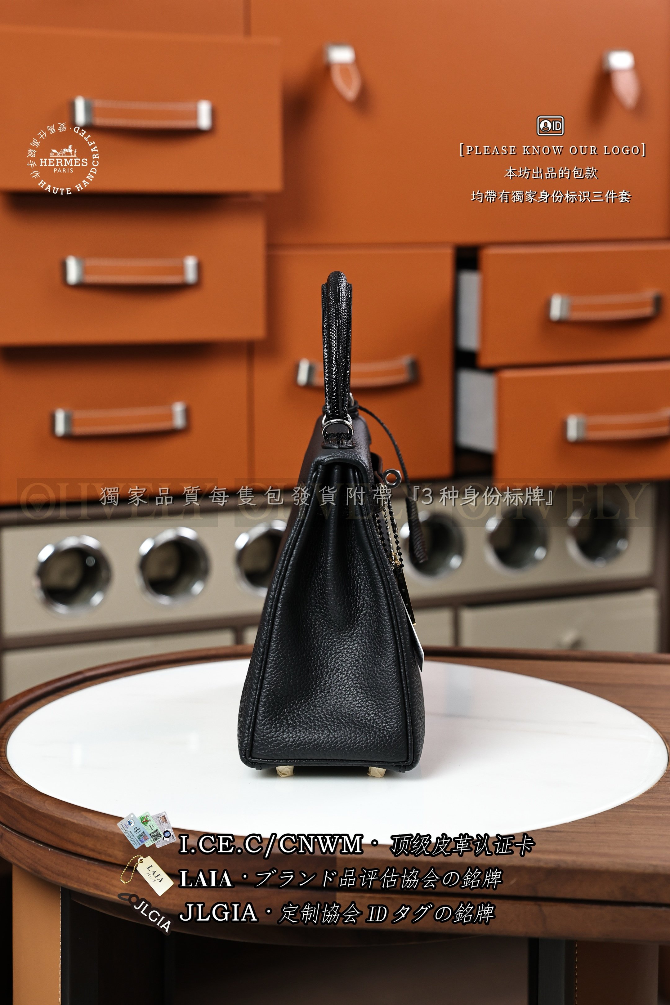 Hermès Kelly 𝟮𝟱 𝙏𝙤𝙪𝙘𝙝 𝙉𝙤𝙞𝙧 은장 상품 썸네일