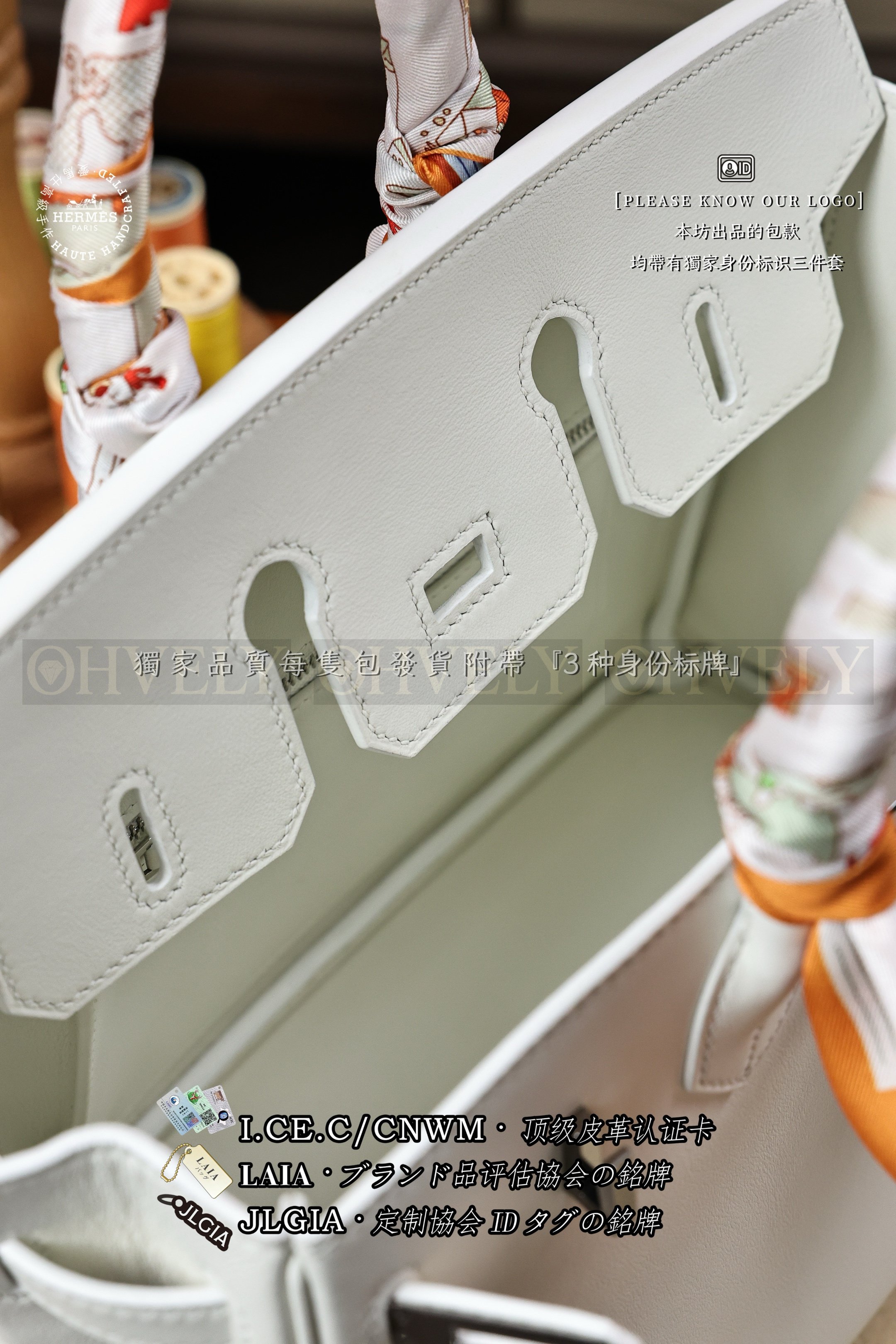 Hermès BIRKIN 𝟮𝟱 𝘽𝙡𝙖𝙣𝙘 은장 상품 썸네일