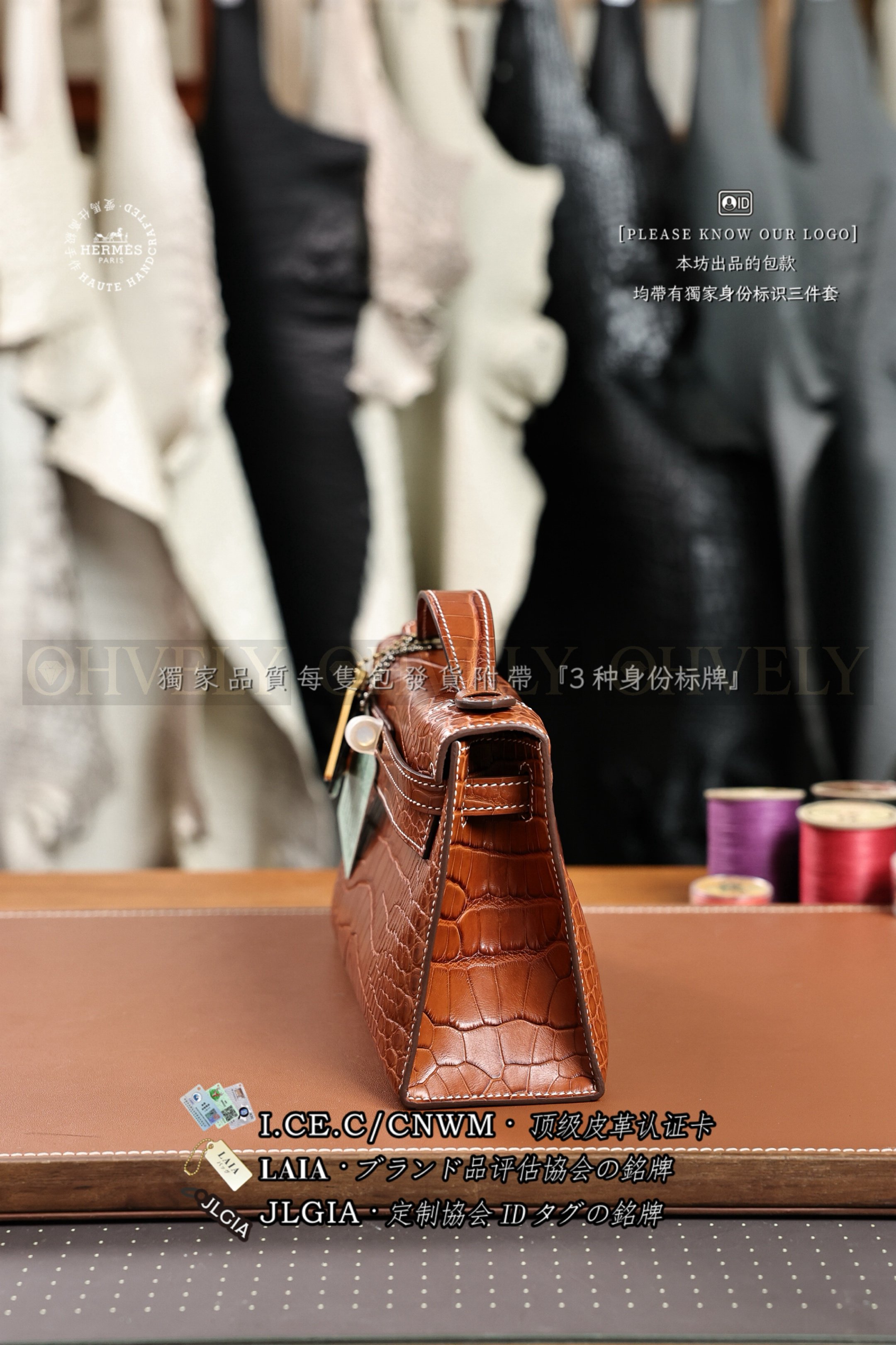 Hermès 𝙼𝚒𝚗𝚒 Kelly 𝙸  𝙼𝚒𝚎𝚕 금장 상품 썸네일