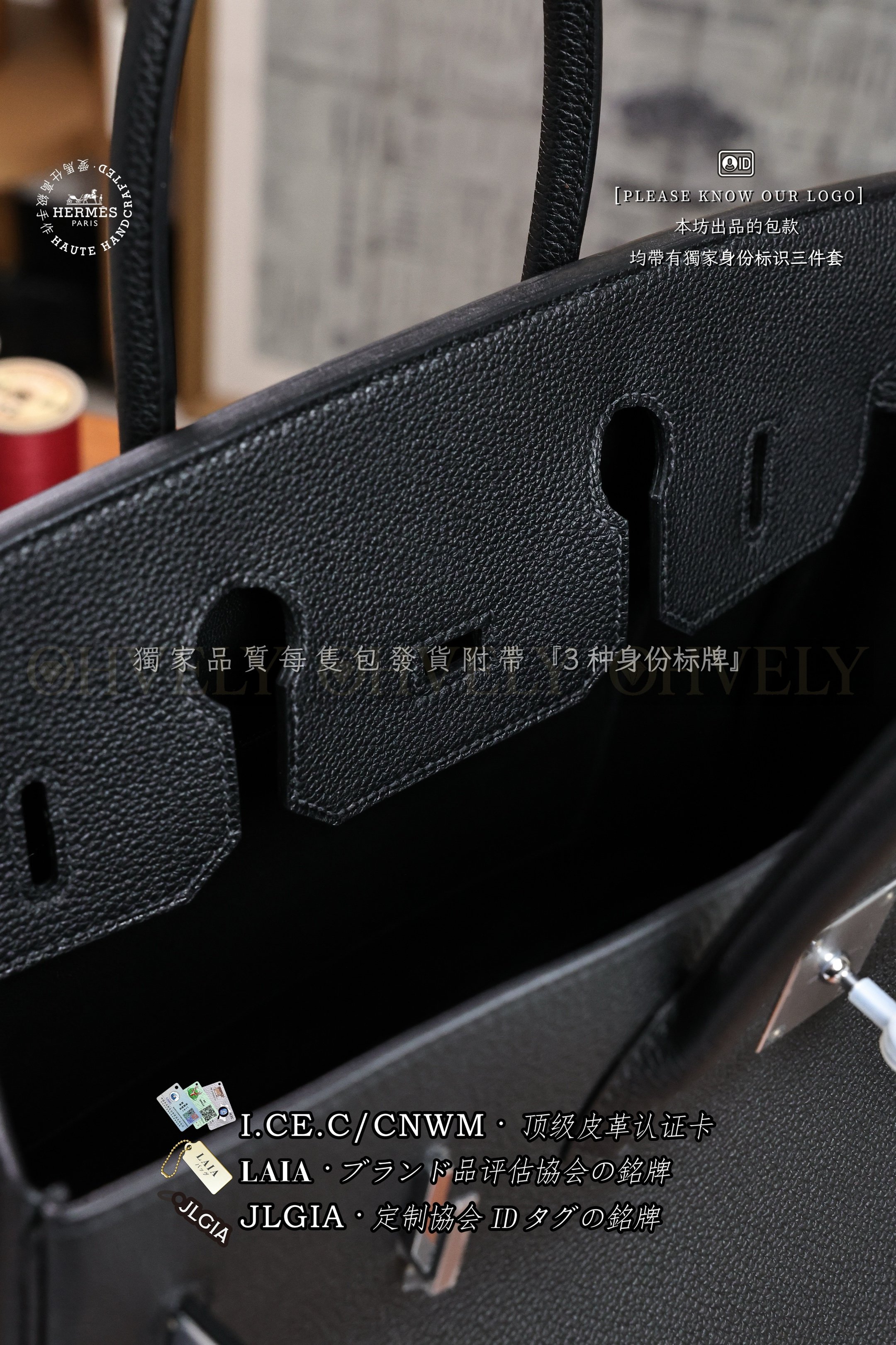 Hermès Birkin 𝟹𝟻 𝙽𝚘𝚒𝚛 은장 상품 썸네일