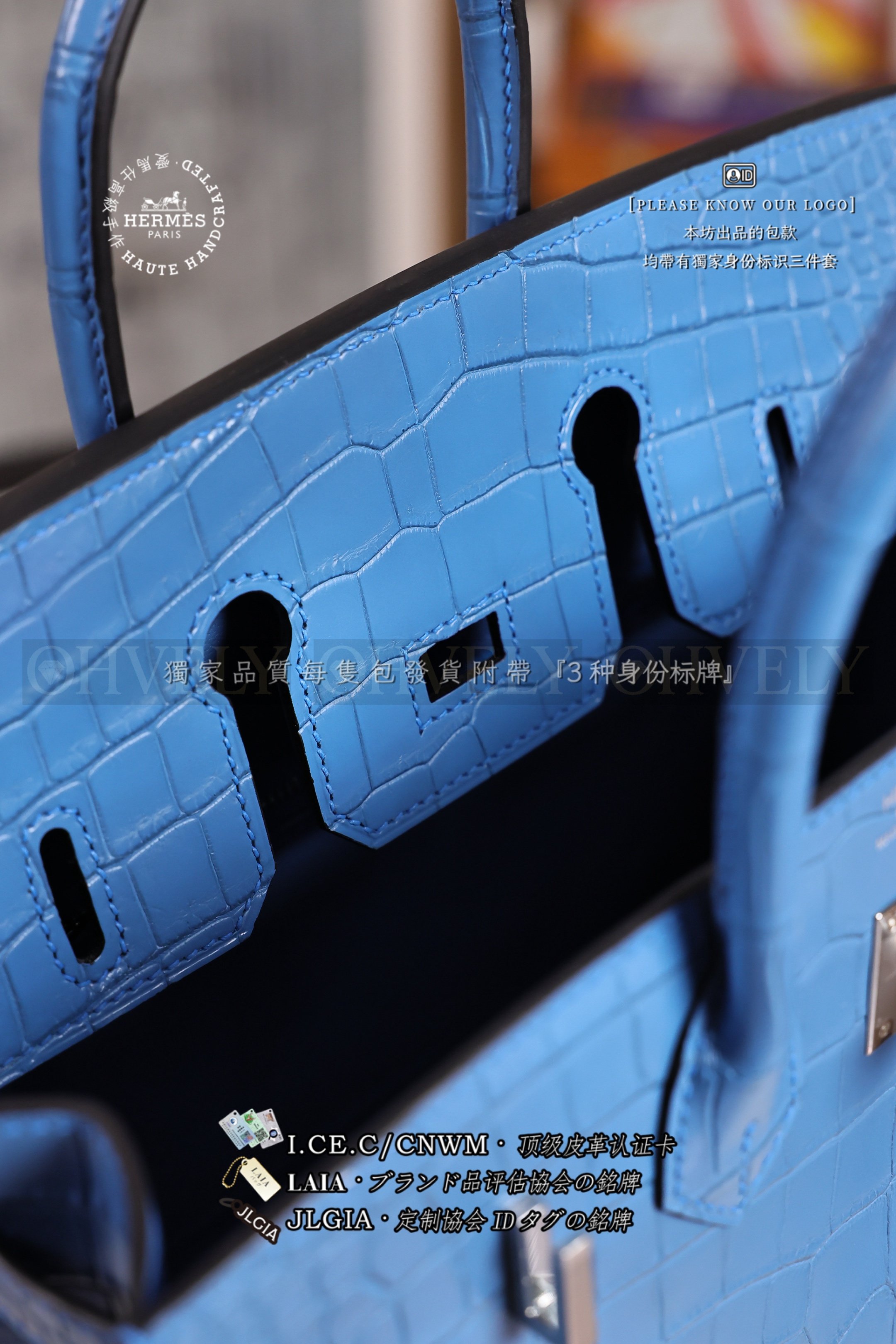 Hermès BIRKIN 𝟸𝟻 블루 은장 상품 썸네일