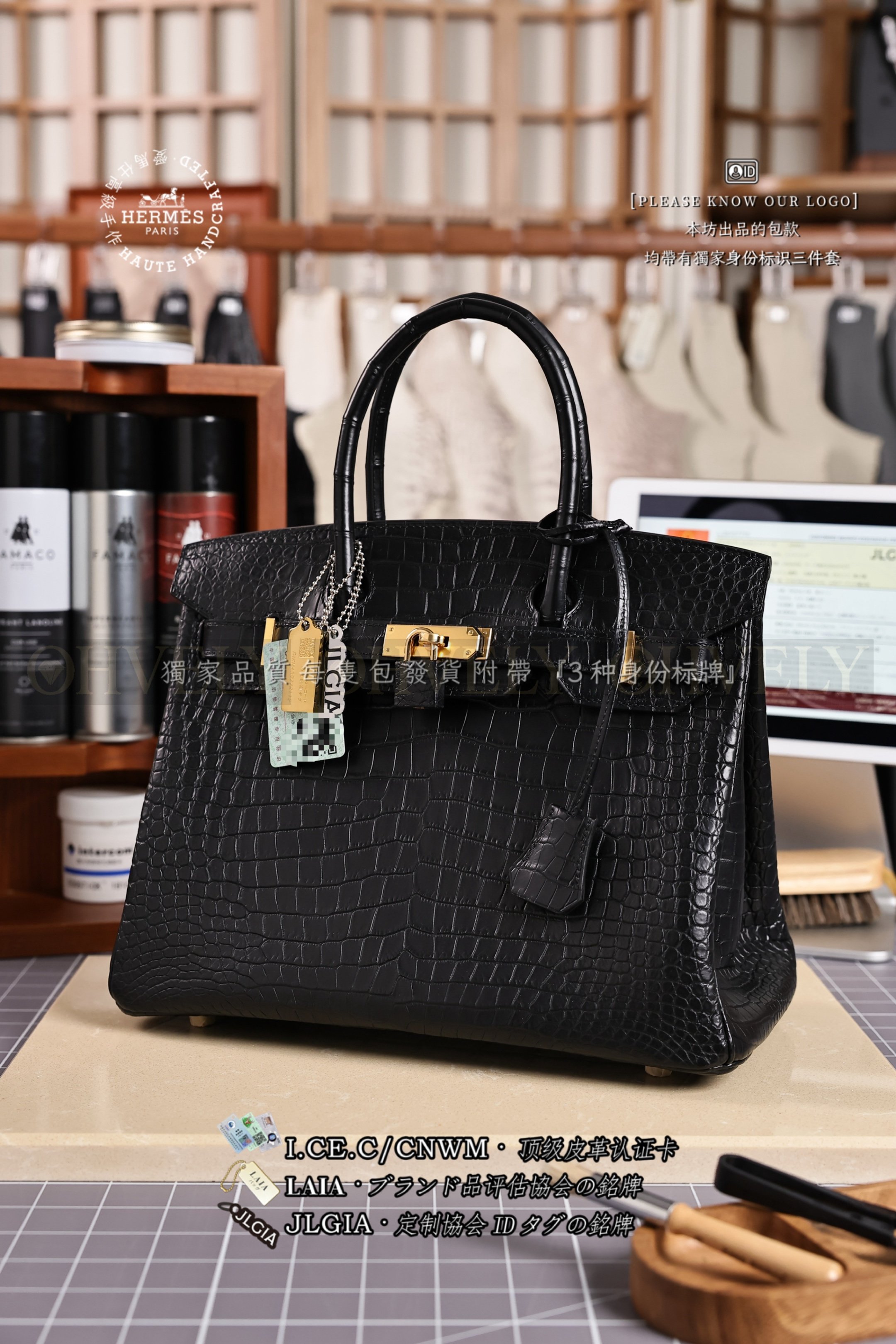 Hermès BIRKIN 𝟹𝟶 𝙽𝚘𝚒𝚛 금장 상품 썸네일