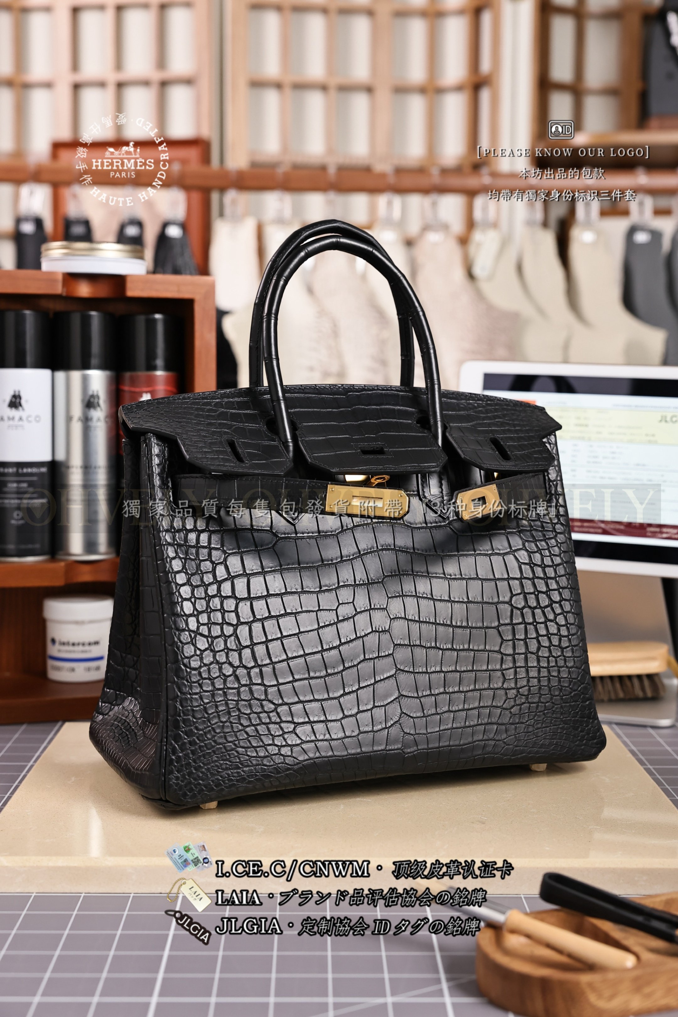 Hermès BIRKIN 𝟹𝟶 𝙽𝚘𝚒𝚛 금장 상품 썸네일