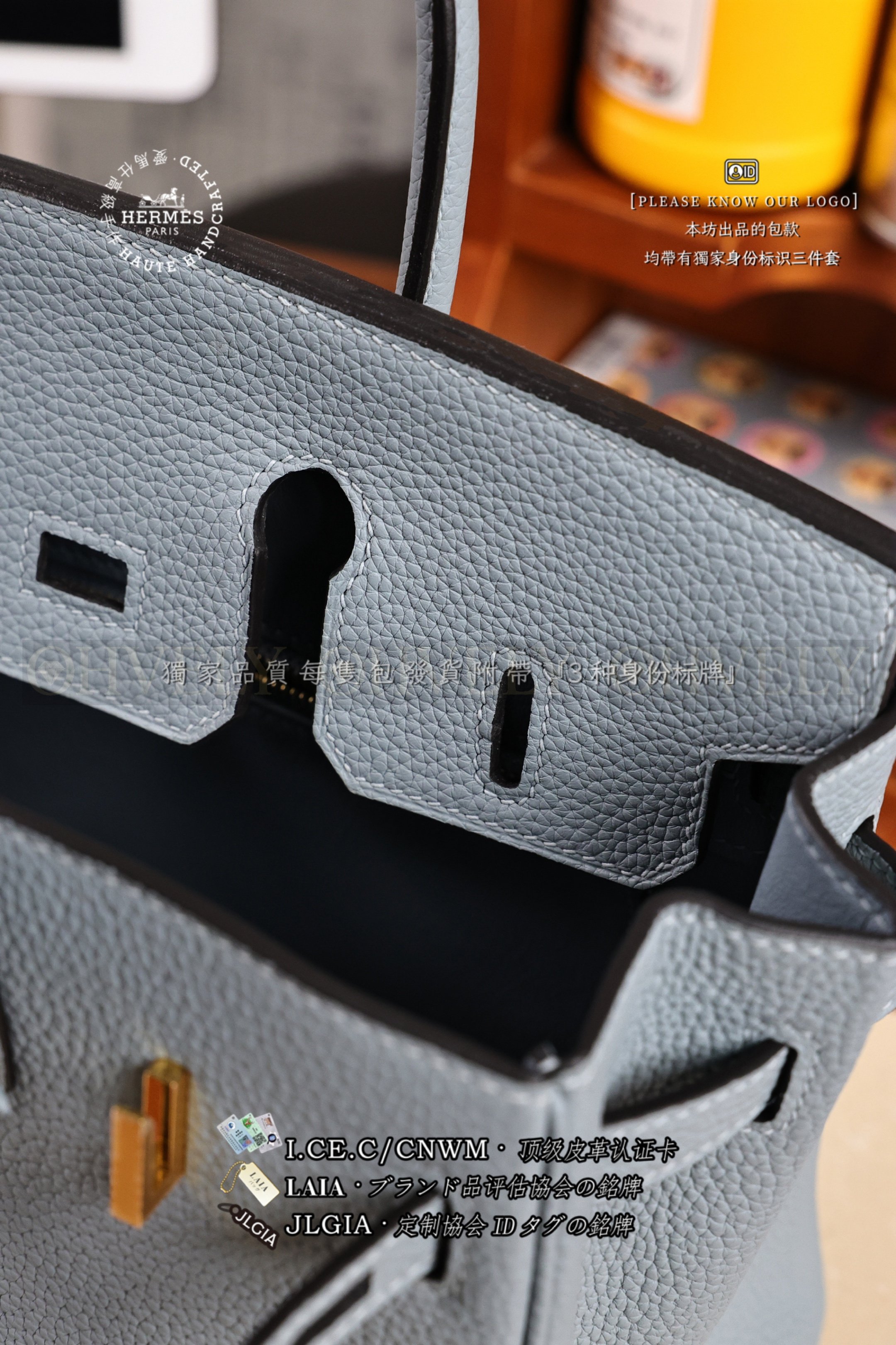 Hermès BIRKIN 𝟸𝟻 𝙱𝚕𝚞𝚎 𝙿𝚊𝚕𝚎 금장 상품 썸네일