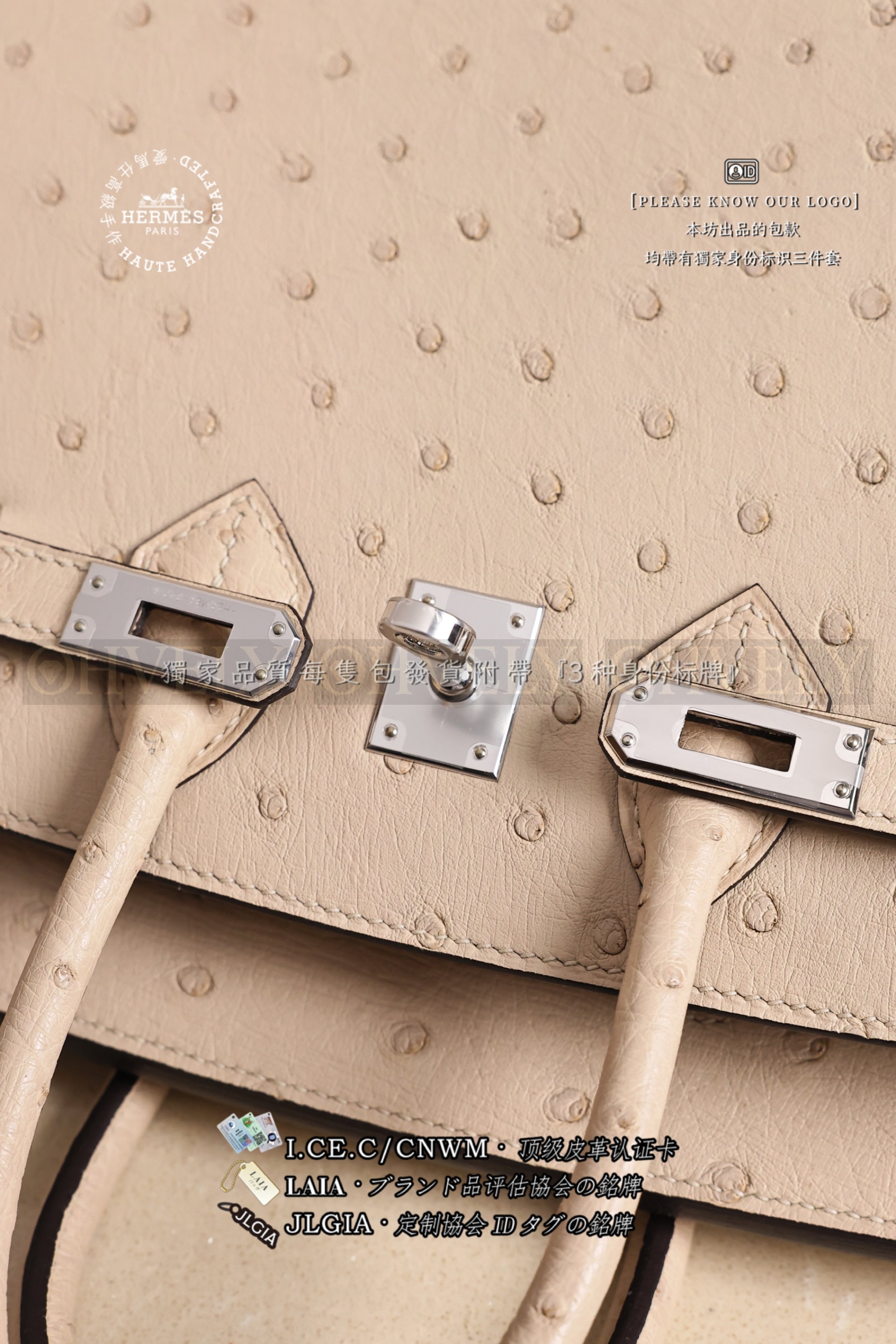 Hermès BIRKIN 𝟮𝟱 𝙊𝙎𝙏𝙍𝙄𝘾𝙃 𝙲𝚑𝚊𝚒 은장 상품 썸네일