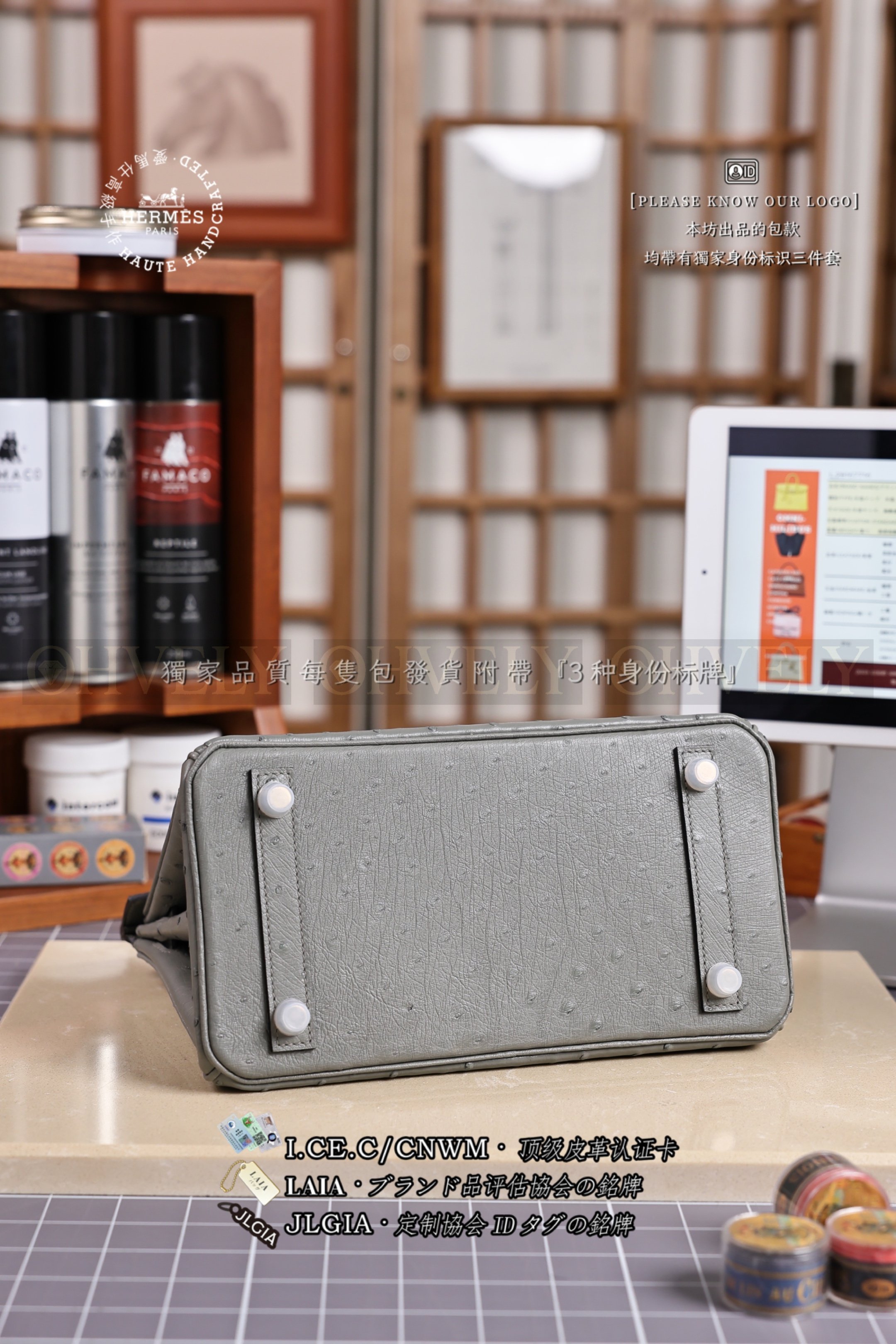 Hermès BIRKIN 𝟮𝟱 𝙊𝙎𝙏𝙍𝙄𝘾𝙃 𝙶𝚛𝚒𝚜 𝙰𝚐𝚎𝚝𝚎 은장 상품 썸네일