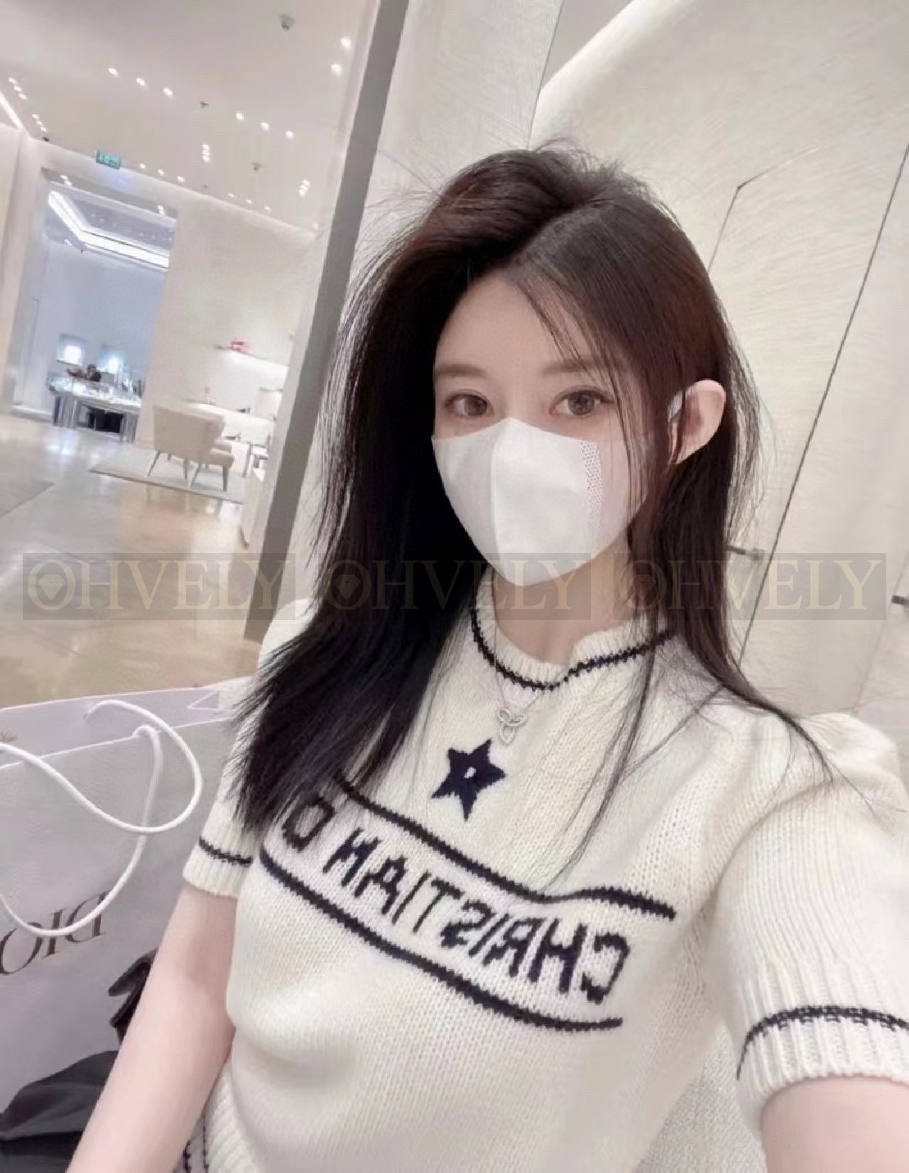 울 캐시미어 반소매 스웨터 네이비블루 상품 썸네일