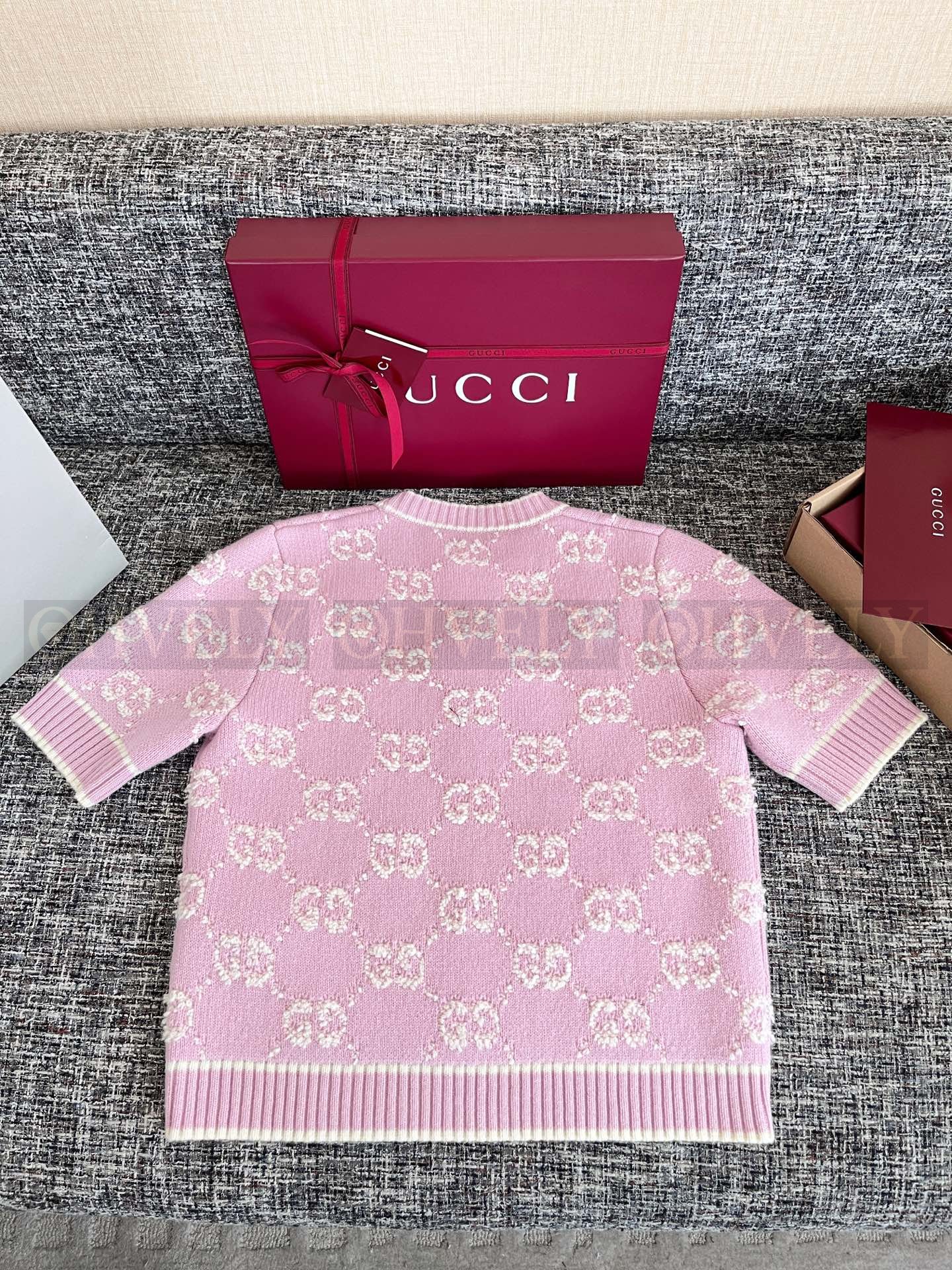 【 ZP버전 】Gucci 부클레 GG울 자카드 탑 여성스웨터 라이트핑크 상품 썸네일