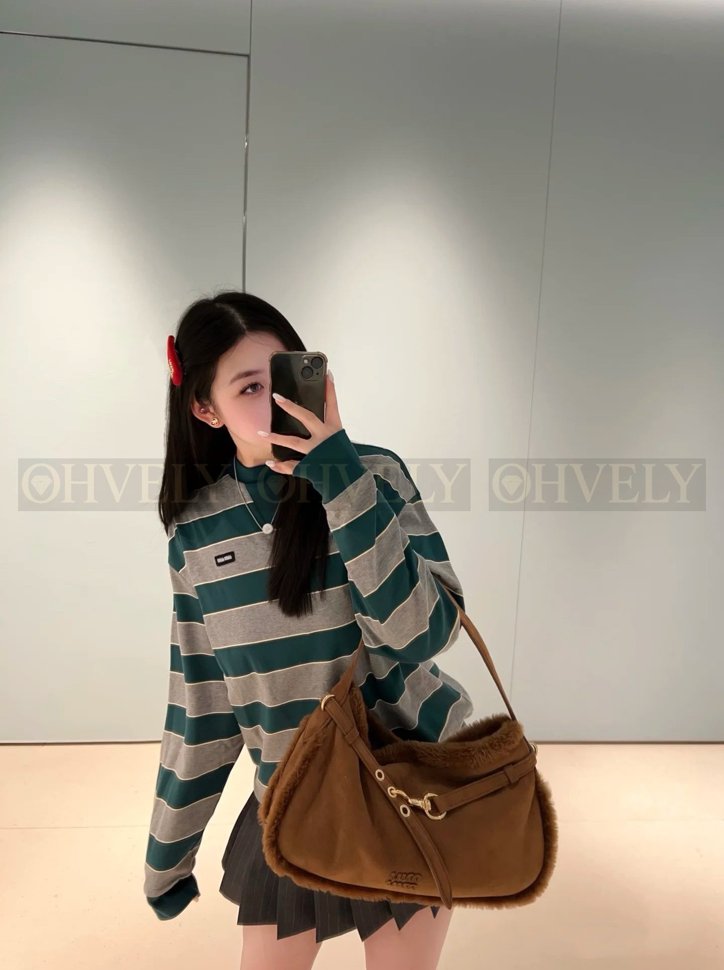 【 ZP버전 】 MIUMIU 미우미우 26SS 스트라이프 코튼 롱 슬리브 티셔츠 상품 썸네일
