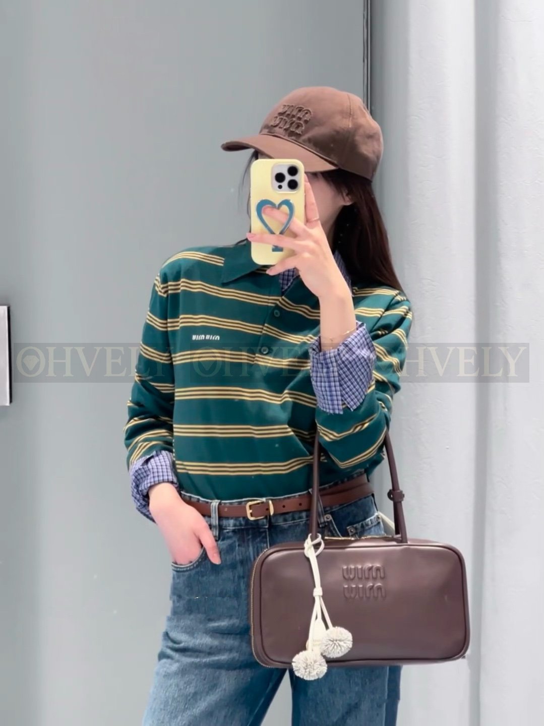 【 ZP버전 】 MIUMIU 미우미우 26SS 스트라이프 코튼 롱 슬리브 폴로 셔츠 상품 썸네일