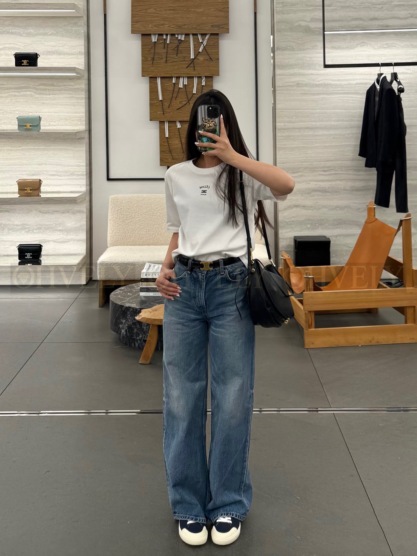 【 ZP버전 】 CELINE 셀린느 트리옹프 자수 코튼 저지 티셔츠