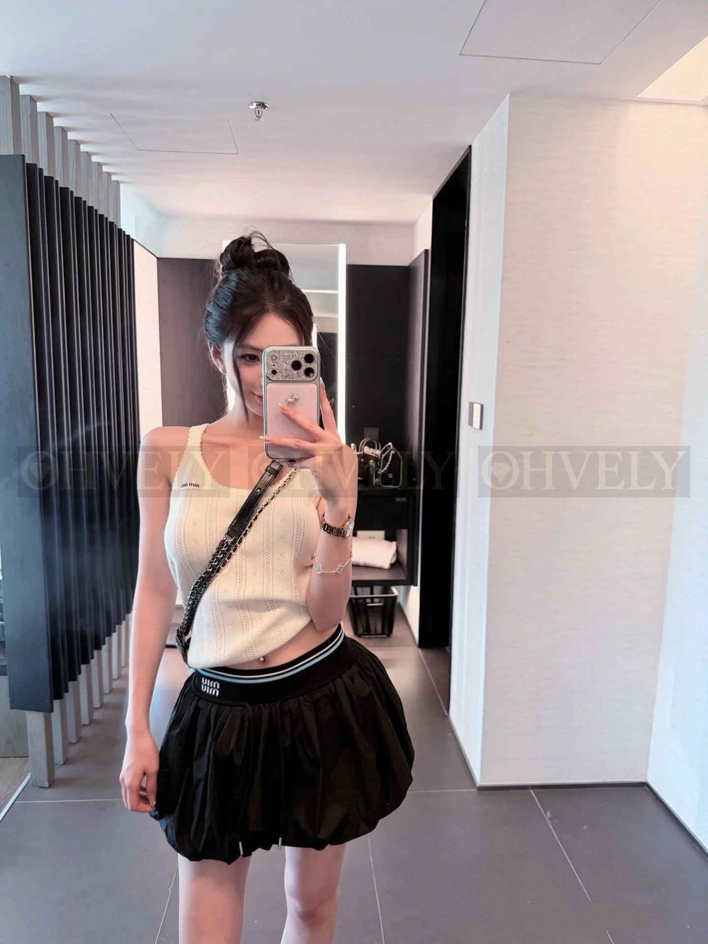 【 ZP버전 】 MIUMIU 미우미우 로고 패치 코튼 리브드 탱크 탑 상품 썸네일