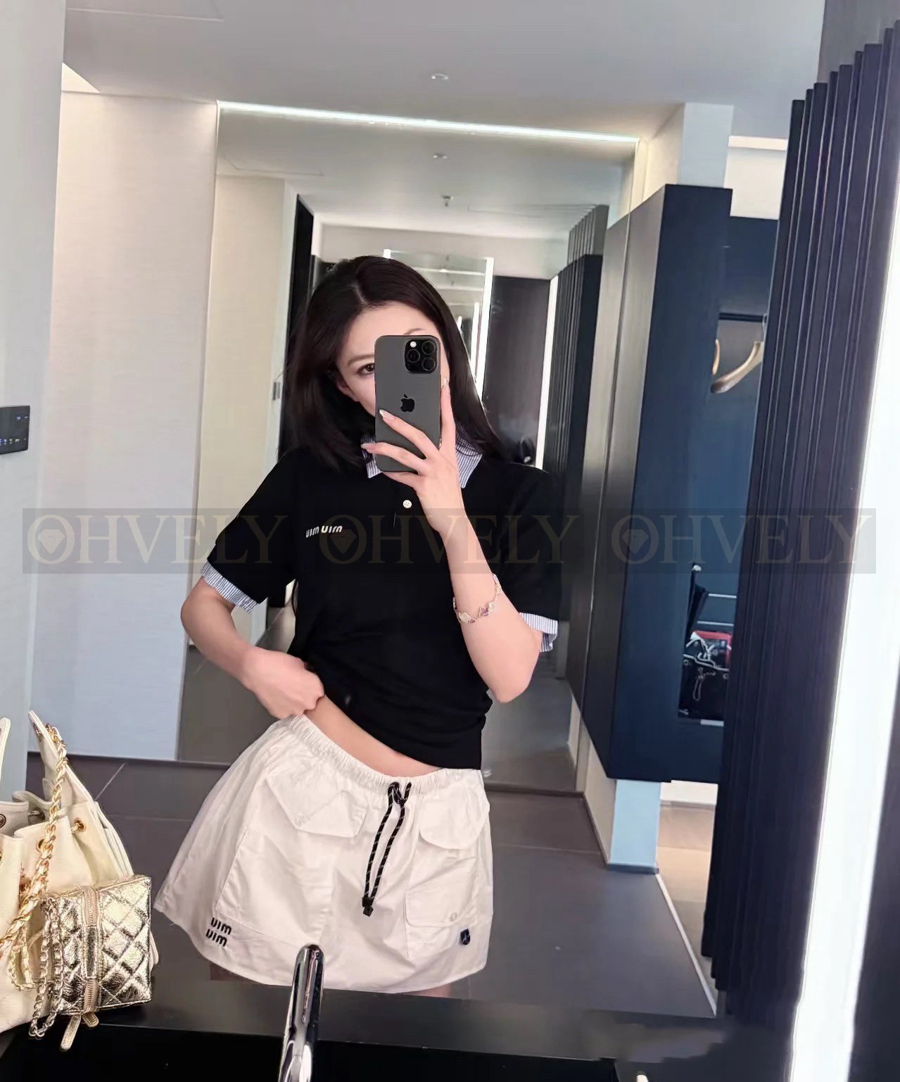 【 ZP버전 】 MIUMIU 미우미우 26SS 레이어드 디테일 코튼 폴로 셔츠 상품 썸네일