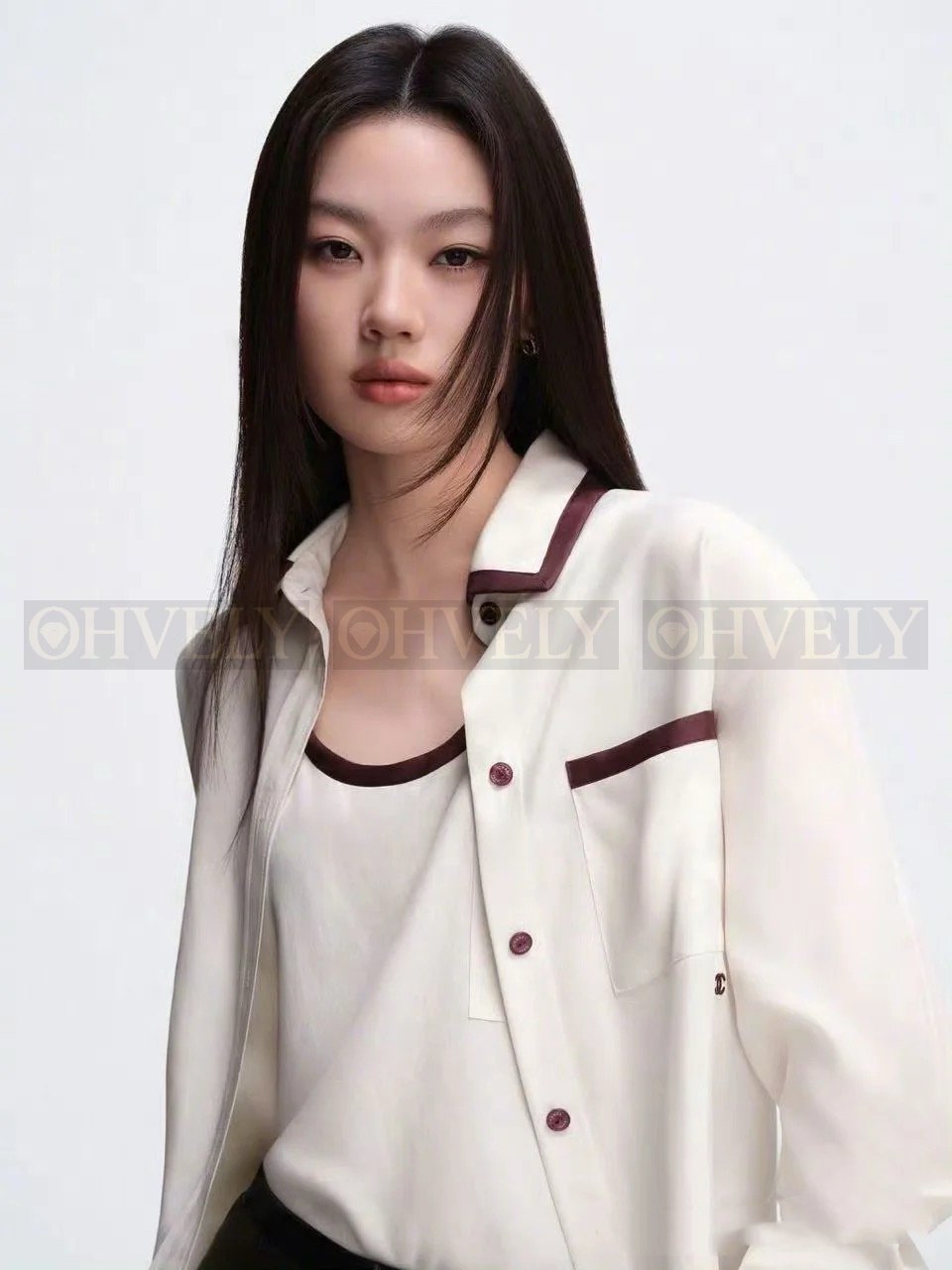 【 ZP버전 】샤넬 카라 롱 슬리브 실크 셔츠 상품 썸네일