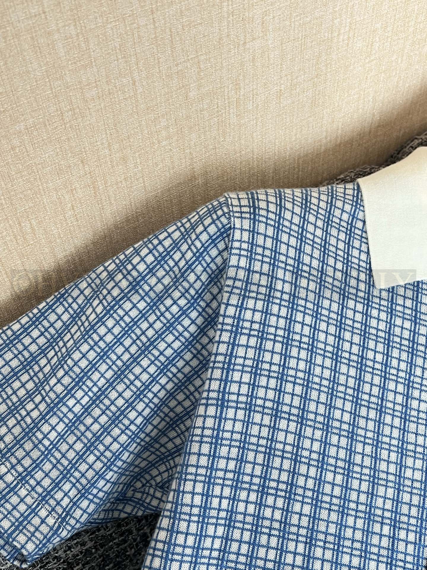 【 ZP버전 】미우미우 캐시미어 및 실크 깅엄 체크 폴로 셔츠 상품 썸네일