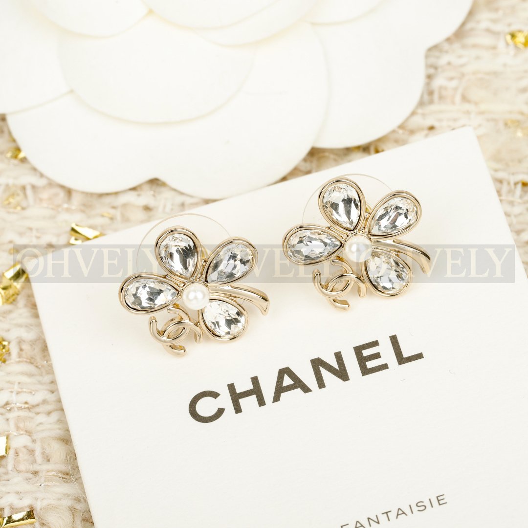 샤넬 CHANEL 코코마크 클로버 스트라스 이어링