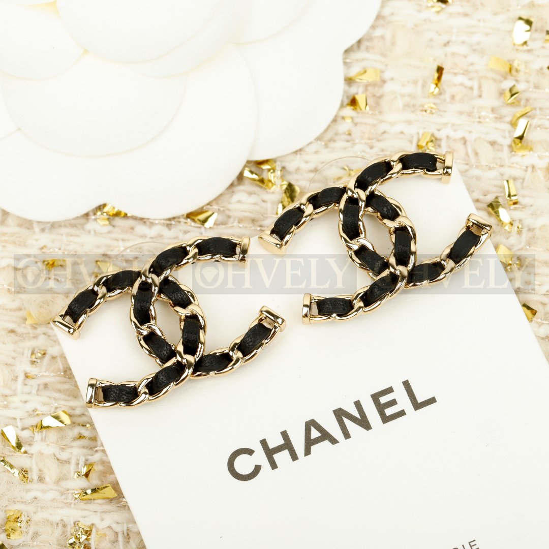 샤넬 CHANEL CC 로고 가죽 체인 이어링