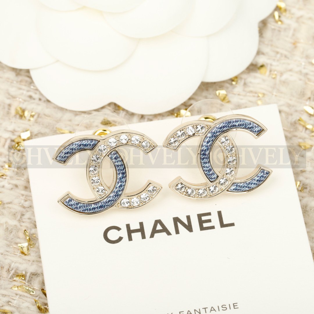 샤넬 CHANEL 데님 크리스탈 반반 CC 로고 이어 상품 썸네일