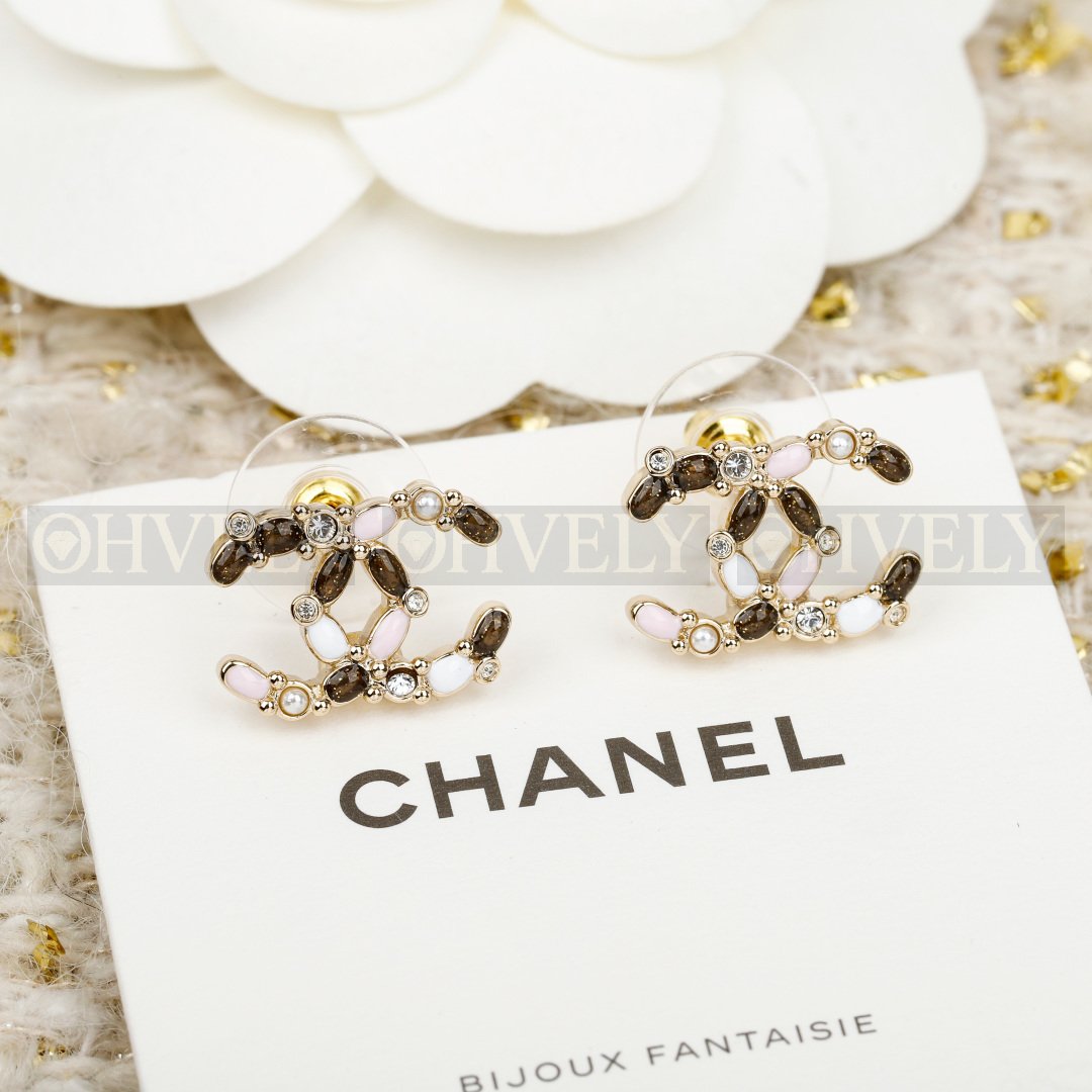 샤넬 CHANEL CC 로고 멀티스톤 이어링 상품 썸네일