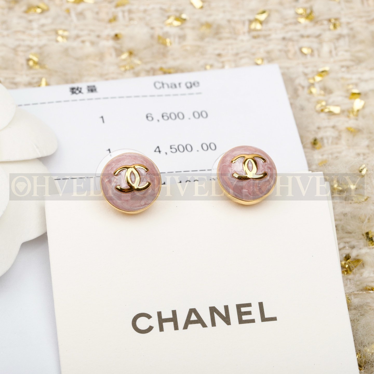 샤넬 CHANEL 핑크 CC 골드 라운드 이어링 상품 썸네일