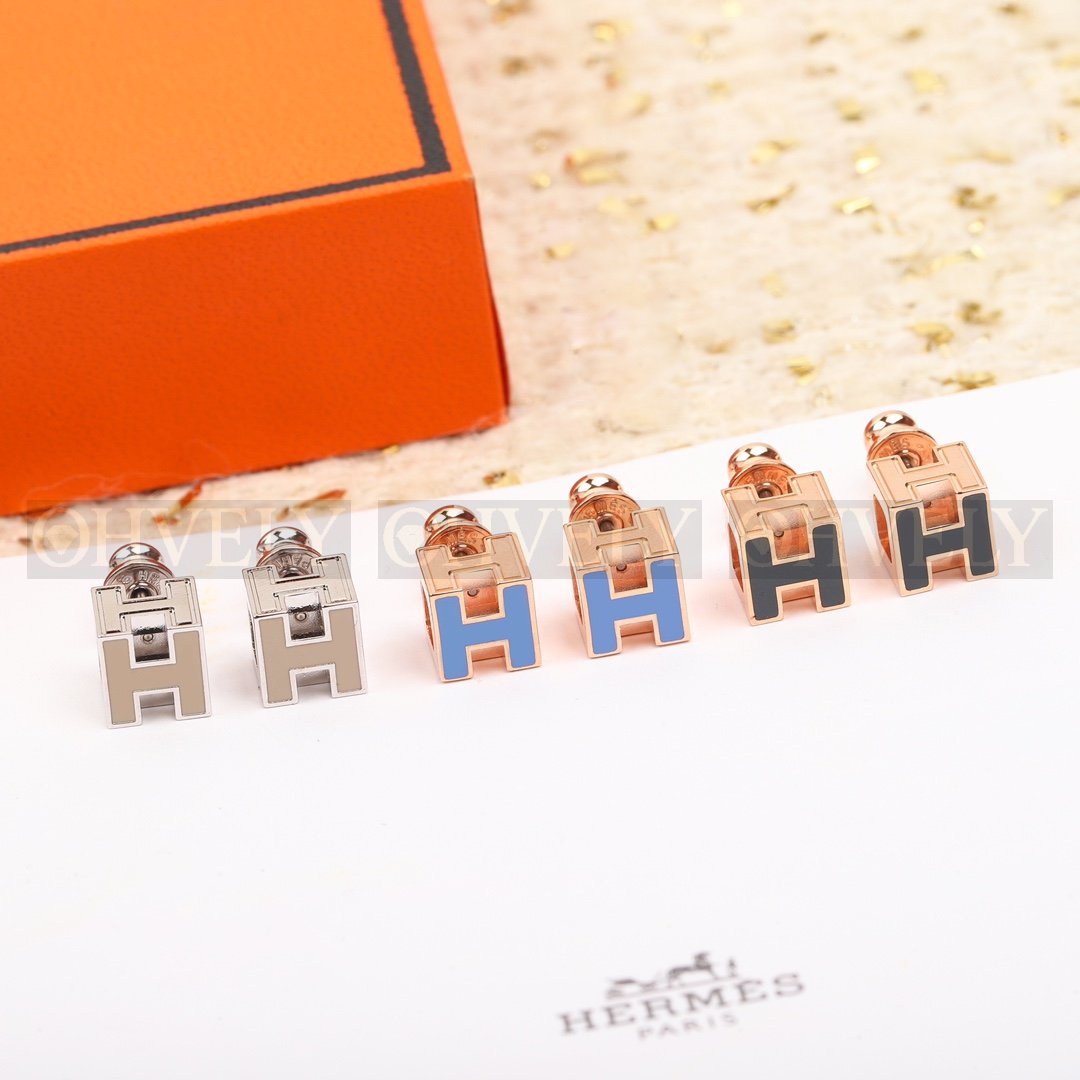 에르메스 Hermès 카쥬 드 아슈 Cage d'H 이어링 (스카이) 상품 썸네일