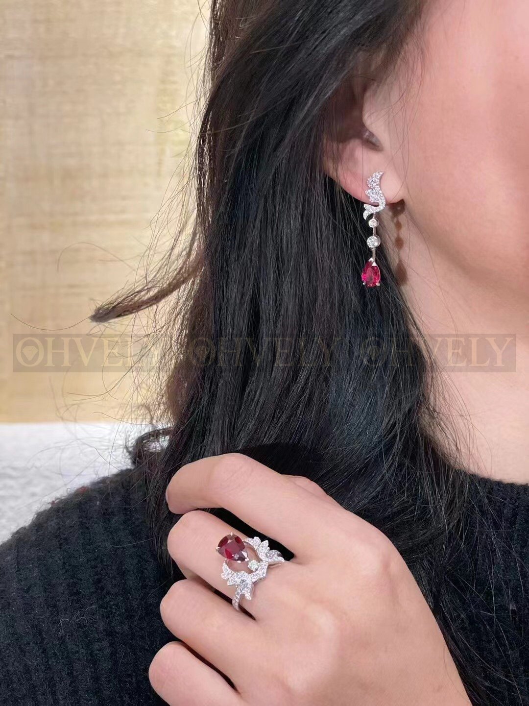 쇼메 Chaumet 조세핀 수아 드 페트 이어링 루비 다이아몬드 상품 썸네일