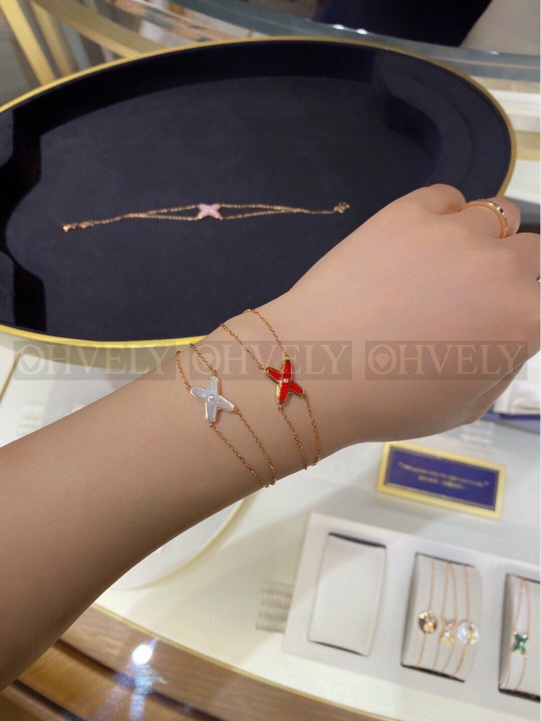 쇼메 Chaumet 주 드 리앙 브레이슬릿 로즈골드 라인 ( 블랙, 화이트, 터키석, 레드, 그린 ) 상품 썸네일