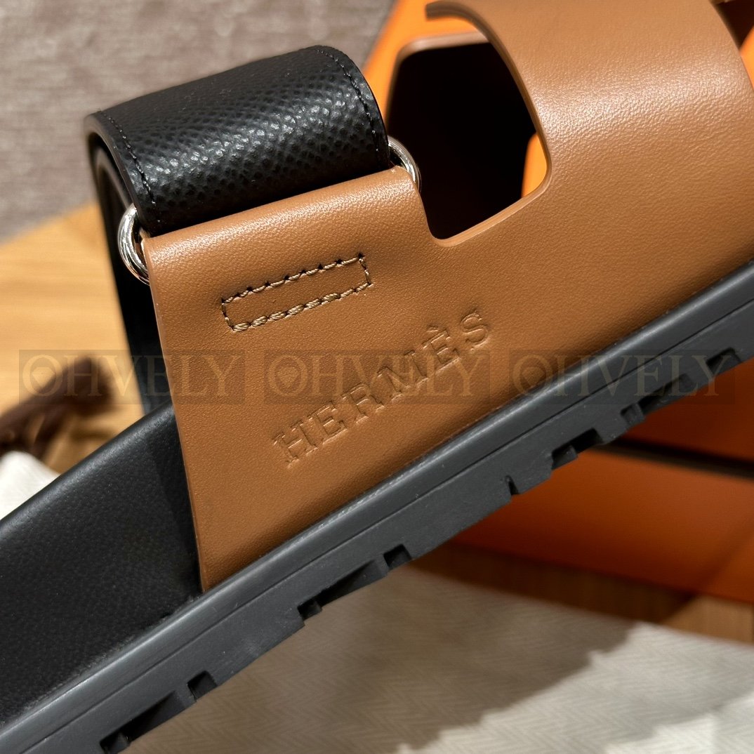 HERMÈS 에르메스 칩레 샌들 박스 카프스킨 & 블랙 로버 솔 (네츄럴/ 블랙) 상품 썸네일