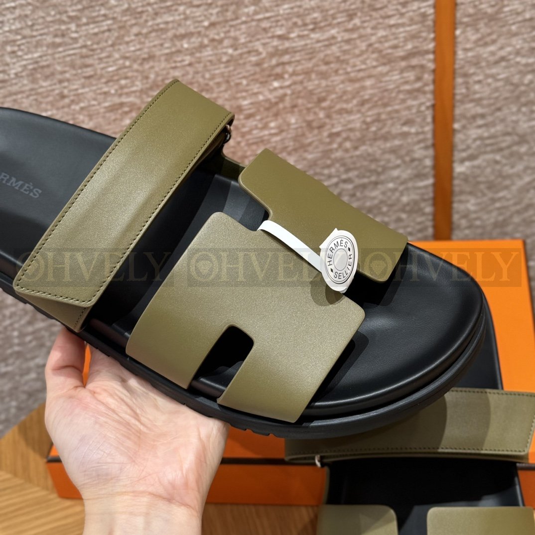HERMÈS 에르메스 칩레 샌들 박스 카프스킨 & 블랙 로버 솔 (네츄럴/ 블랙) 상품 썸네일