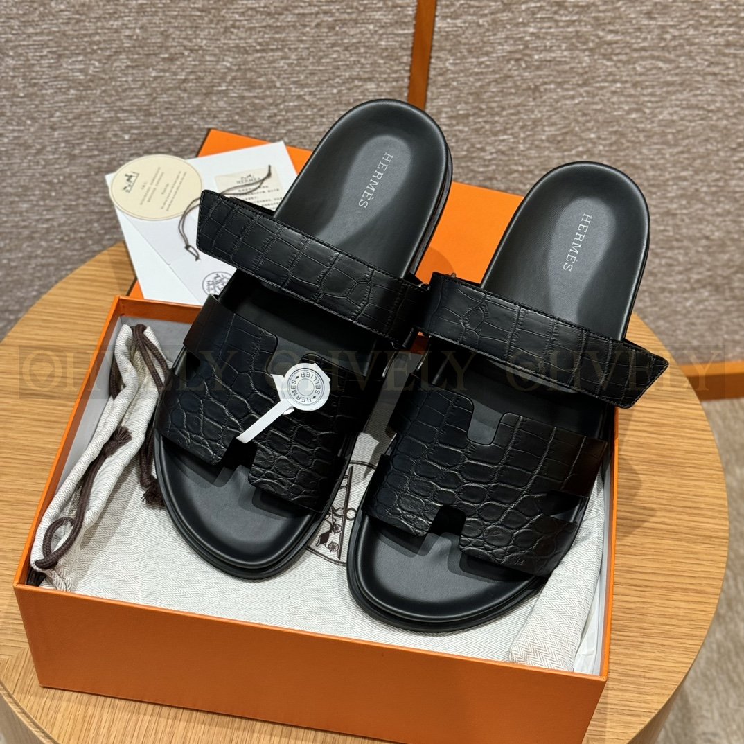 HERMÈS 에르메스 치프레 샌들 매트 엘리게이터 & 블랙 로버 솔 (Nior) 상품 썸네일