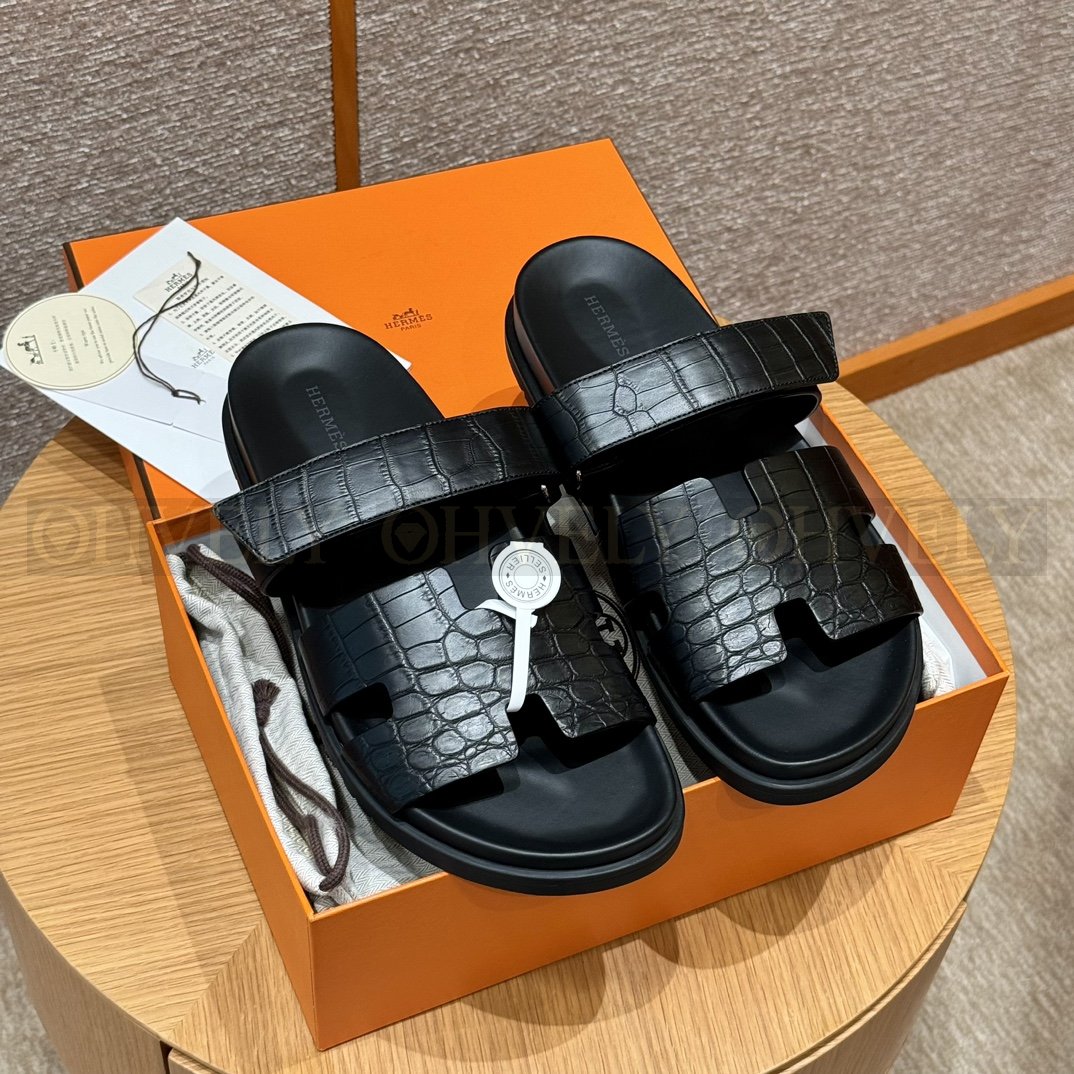 HERMÈS 에르메스 치프레 샌들 매트 엘리게이터 & 블랙 로버 솔 (Nior) 상품 썸네일