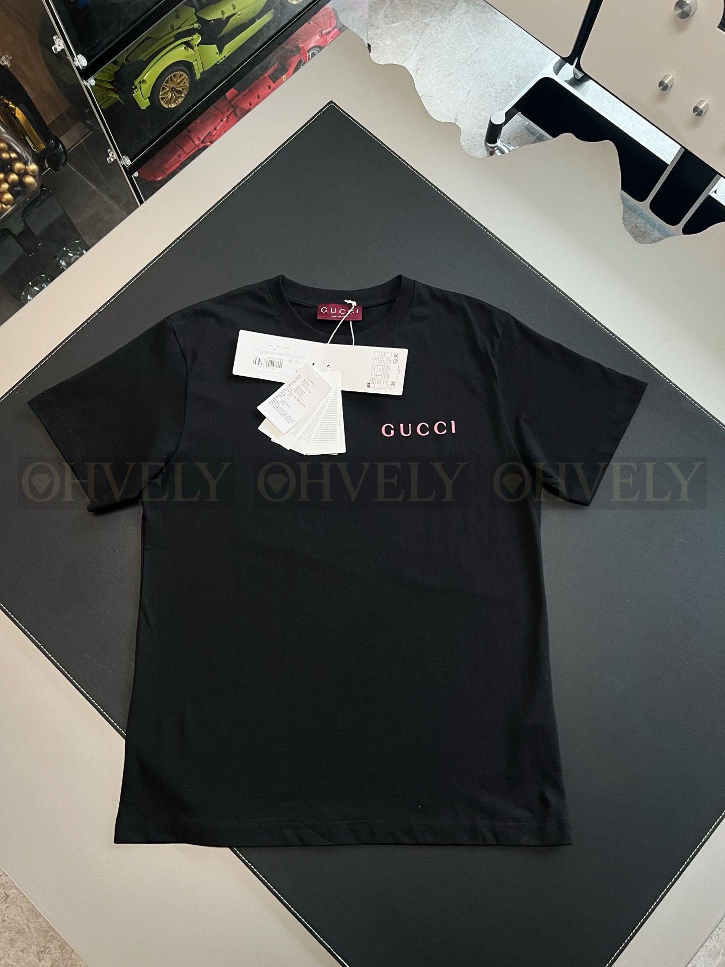 【 ZP버전 】구찌 Gucci 핑크 로고 자수 티셔츠 상품 썸네일
