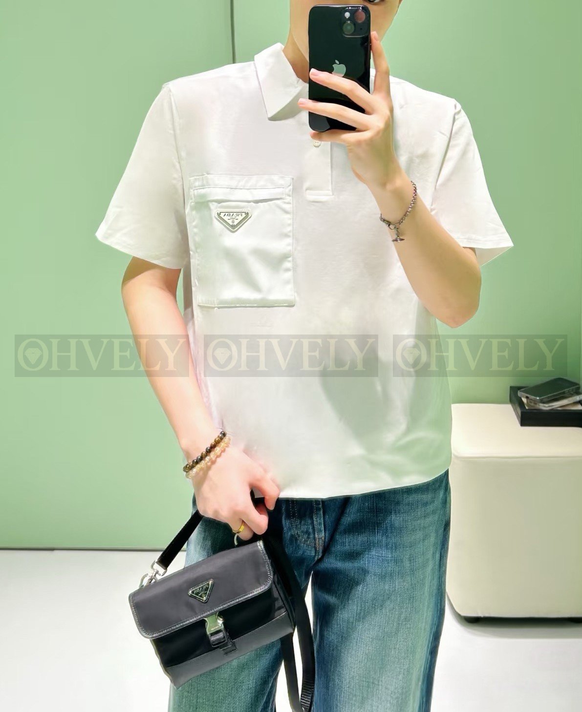 【 ZP버전 】프라다 PRADA 리나일론 포켓 폴로 셔츠 상품 썸네일